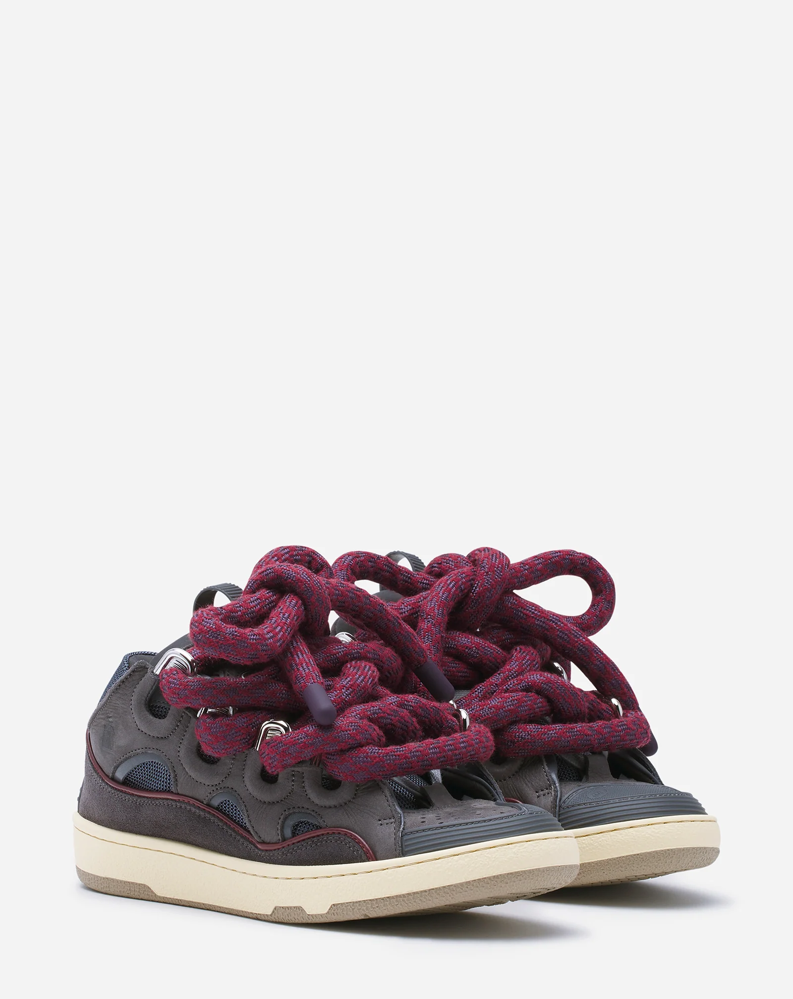 Curb sneakers in leather with snake laces