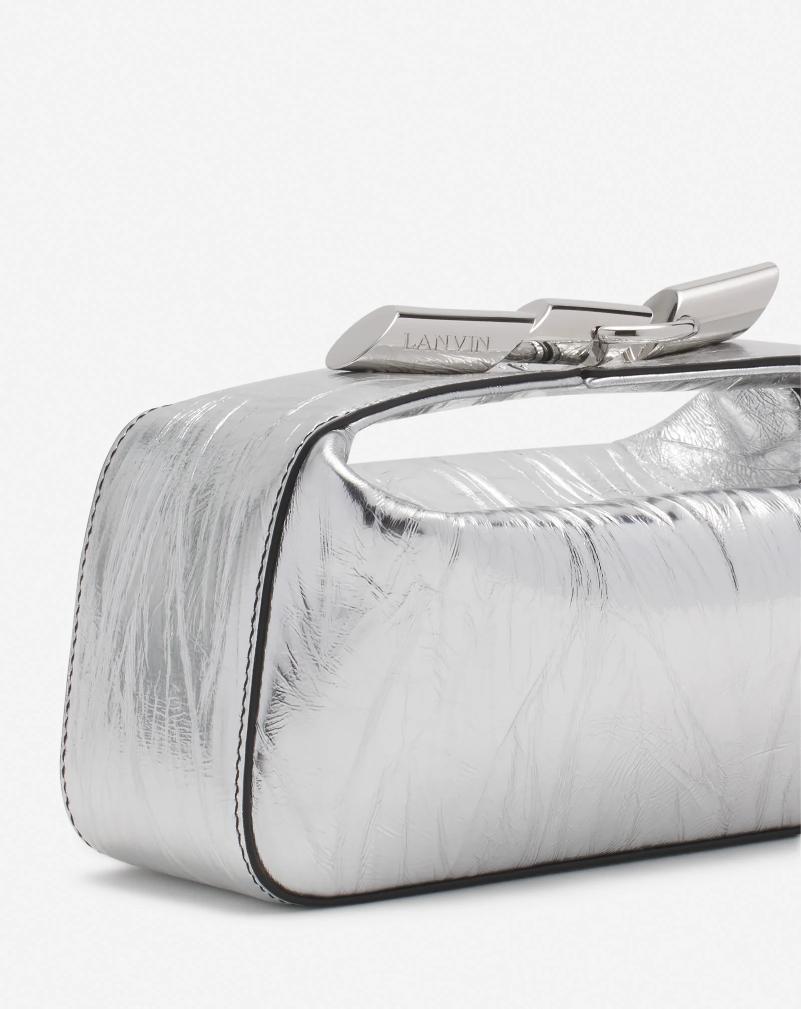 Haute séquence clutch bag in metallic leather
