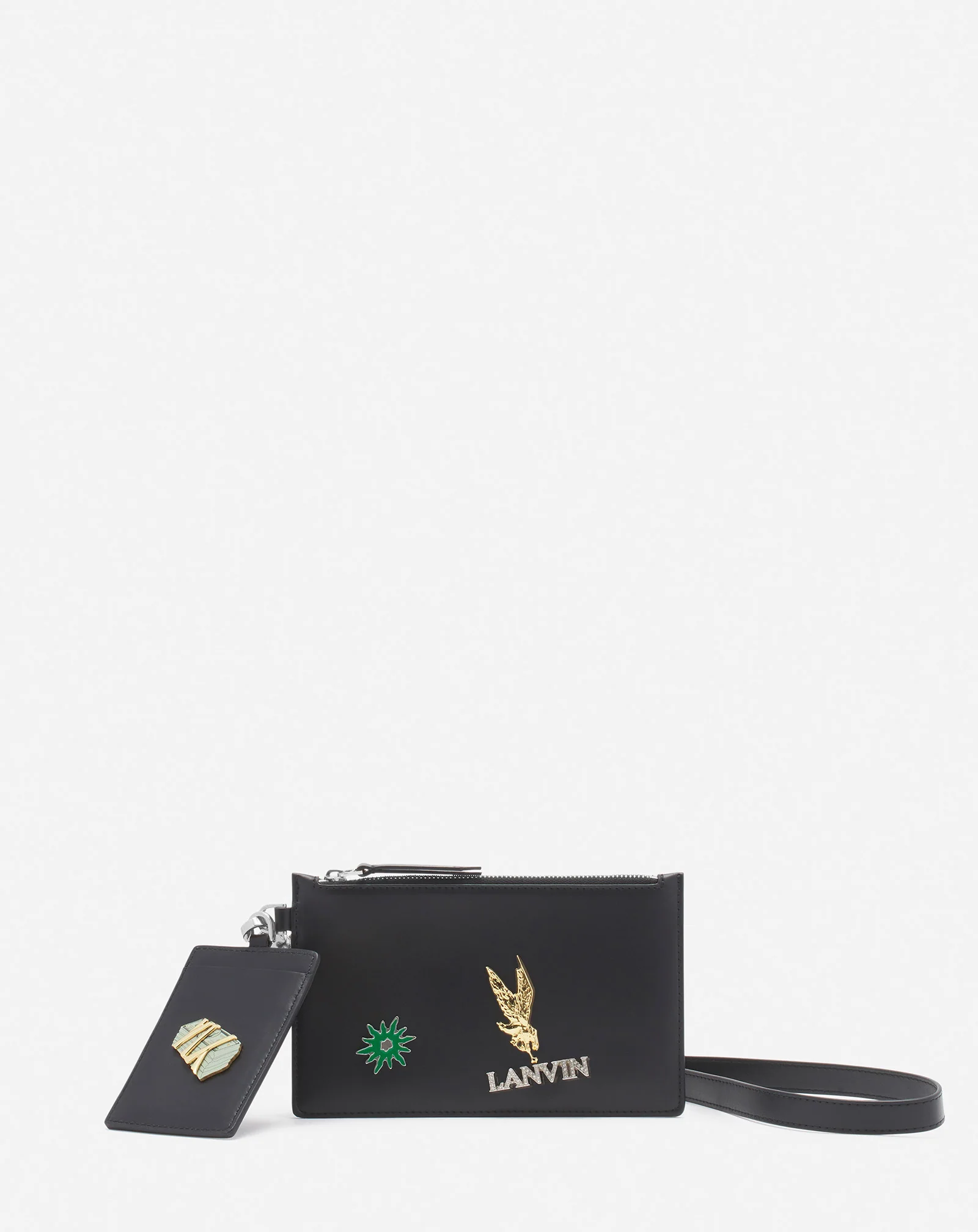 Lanvin x future leather double clutch with pins