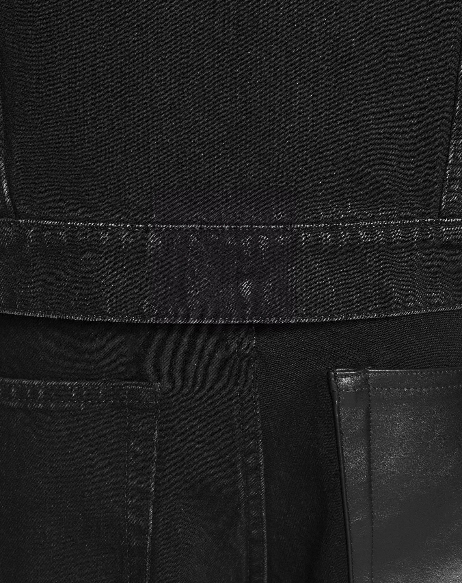 Leather patch jacket in denim