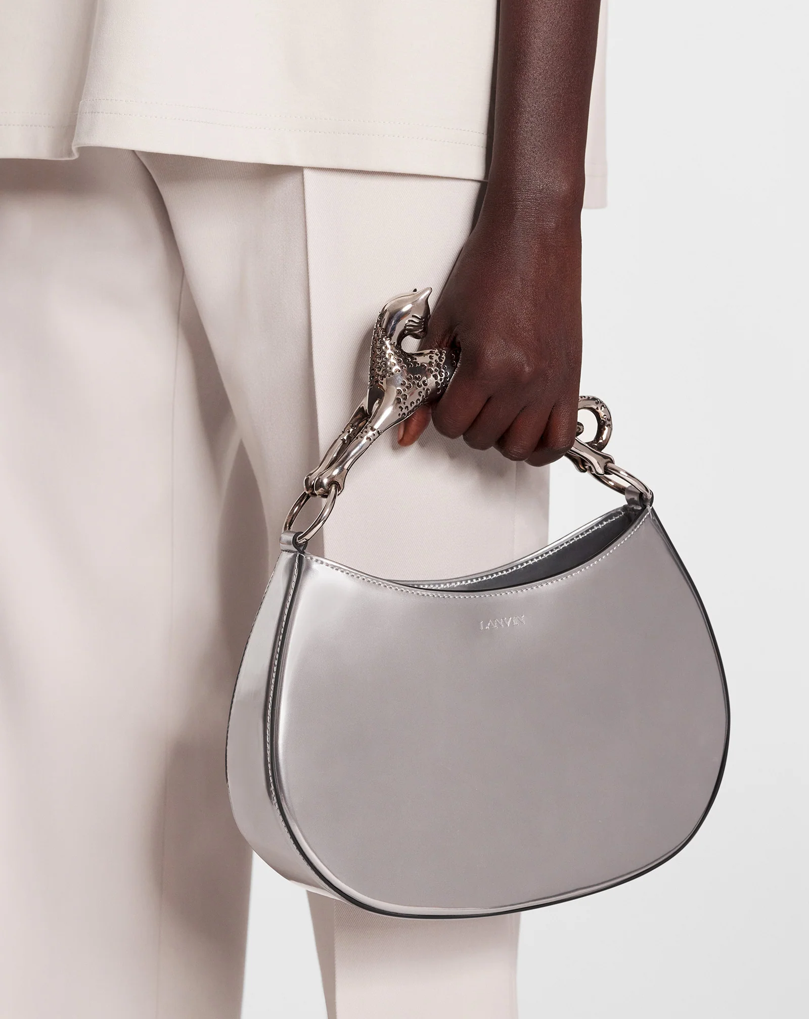 Hobo cat bag in metallic leather