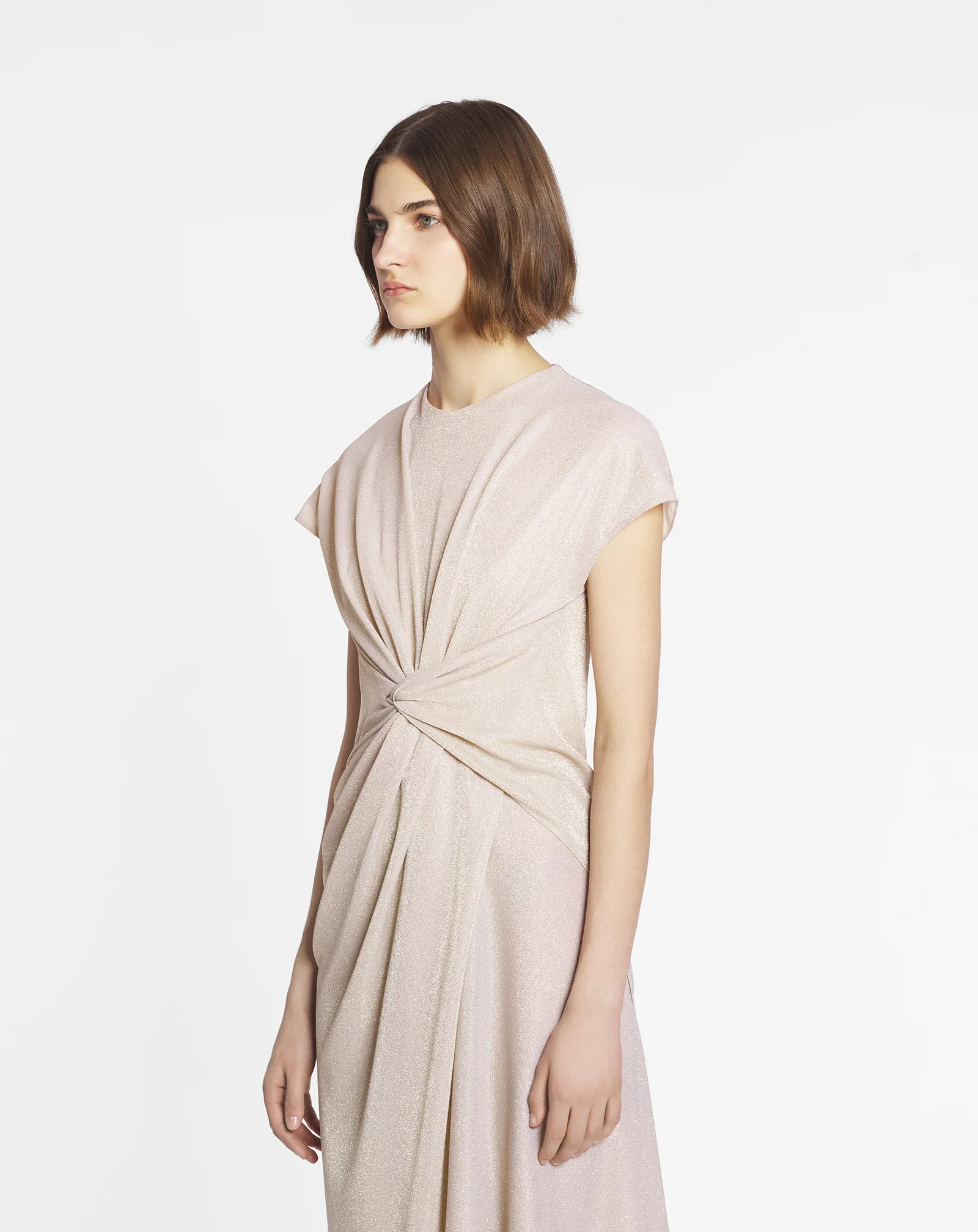 Asymmetrical dress in lurex