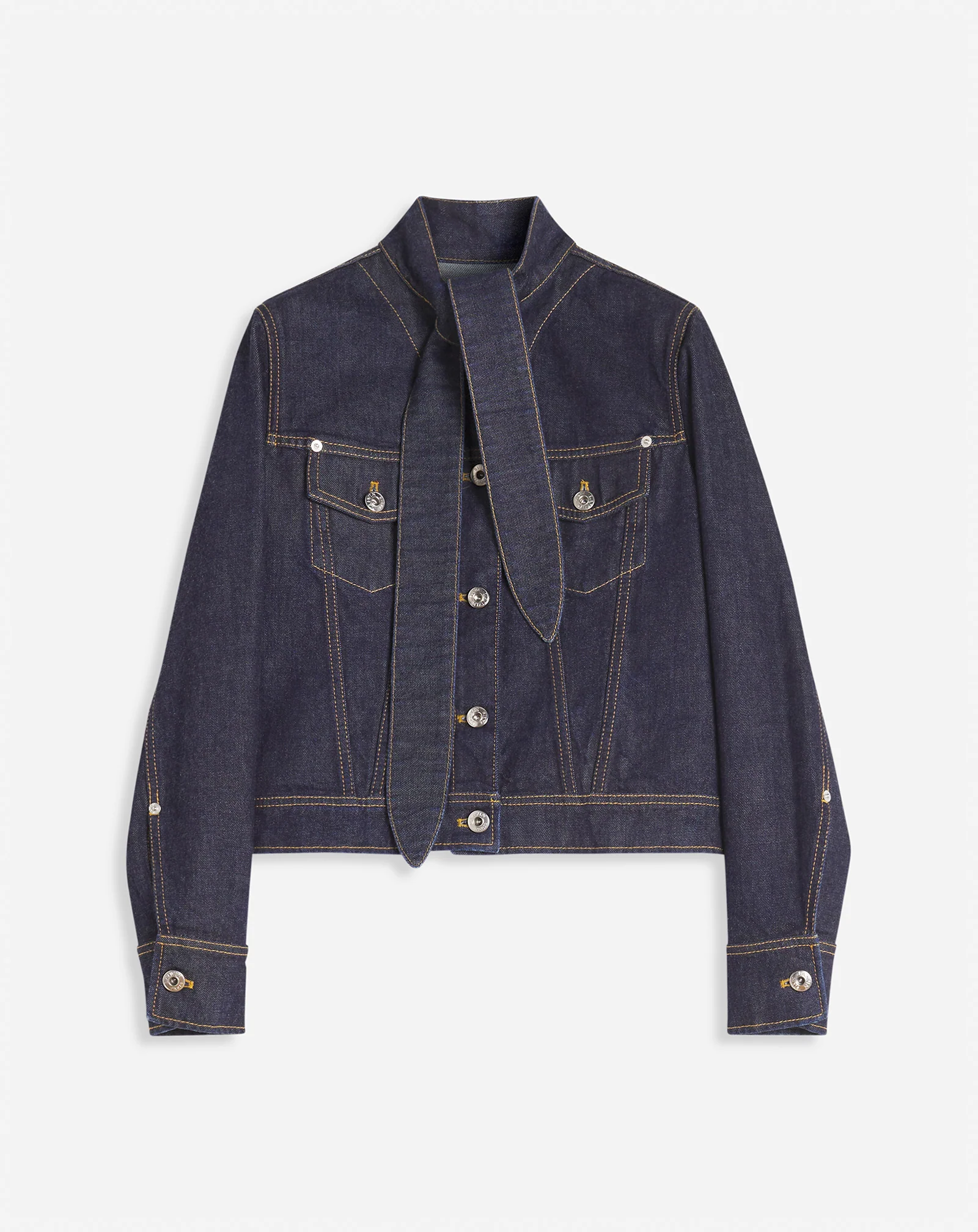 Ascot collar jacket in denim