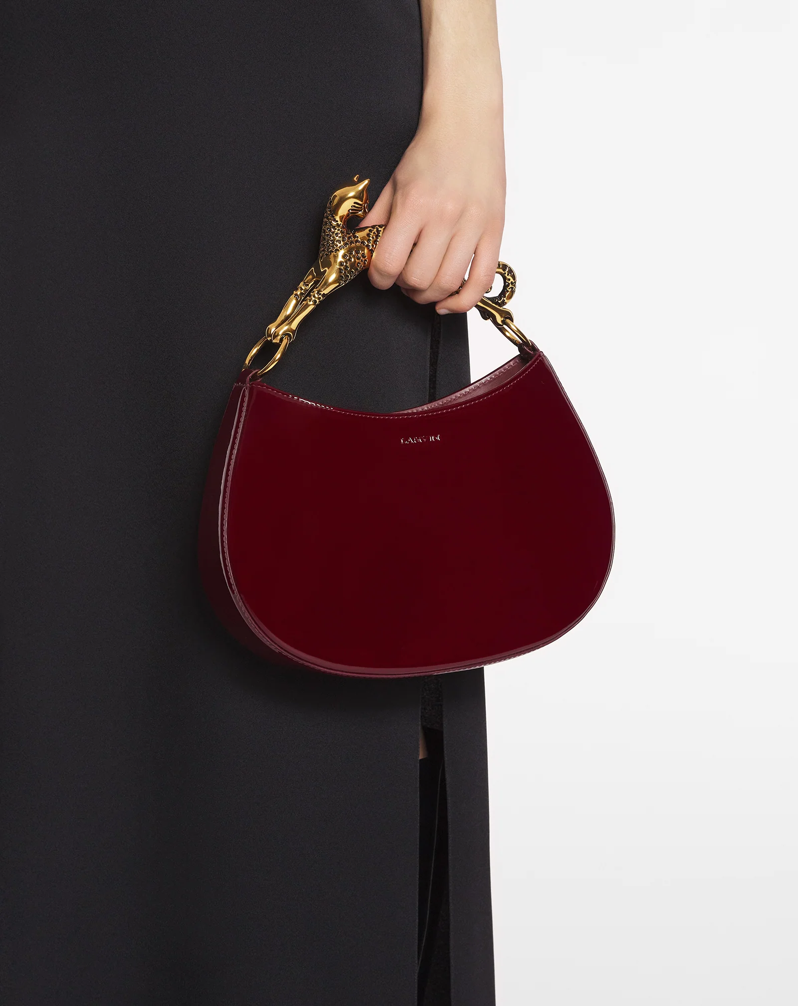 Hobo cat bag in glossy leather