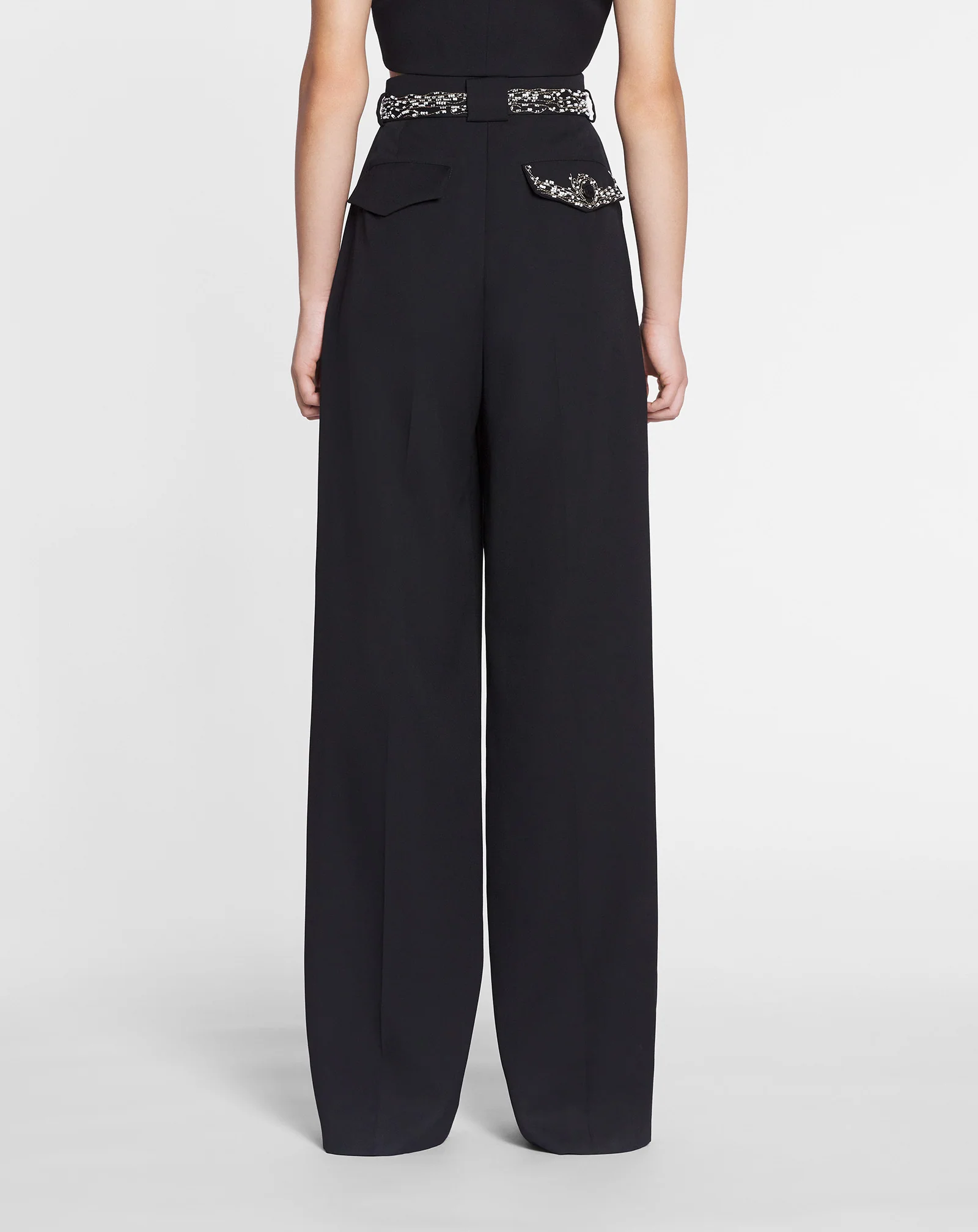 Embroidered wide-leg pants