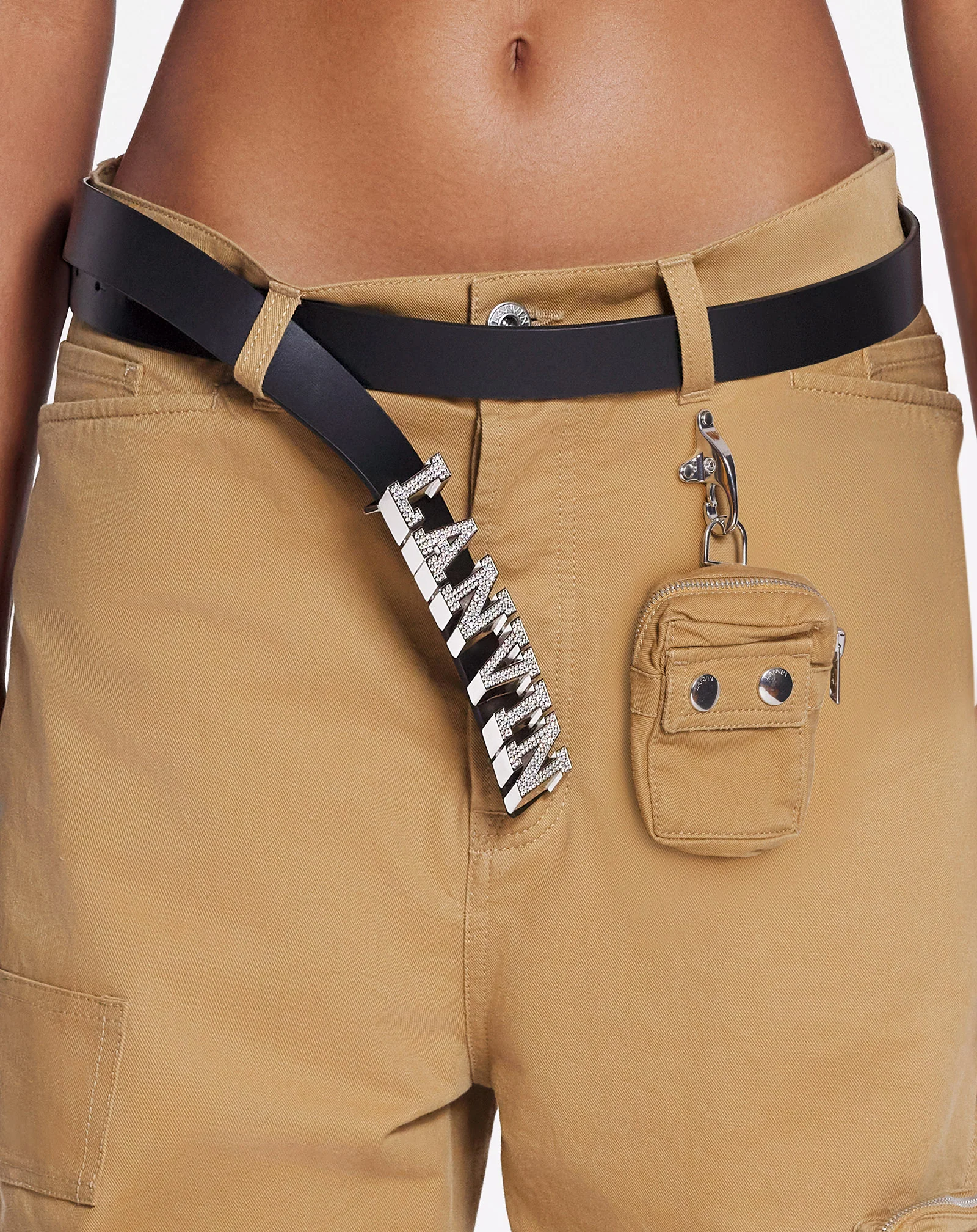 Lanvin x future leather belt with rhinestones