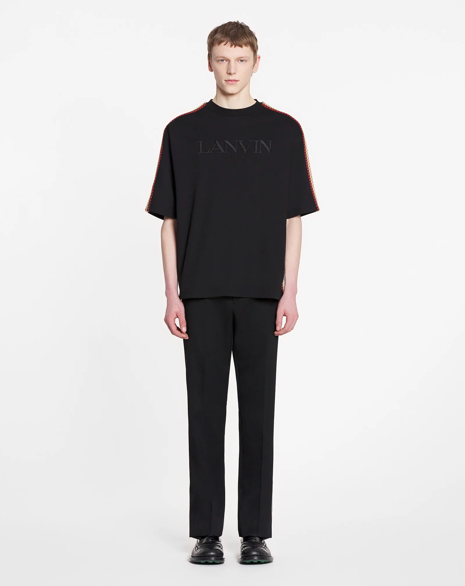 Oversized embroidered lanvin side curb t-shirt