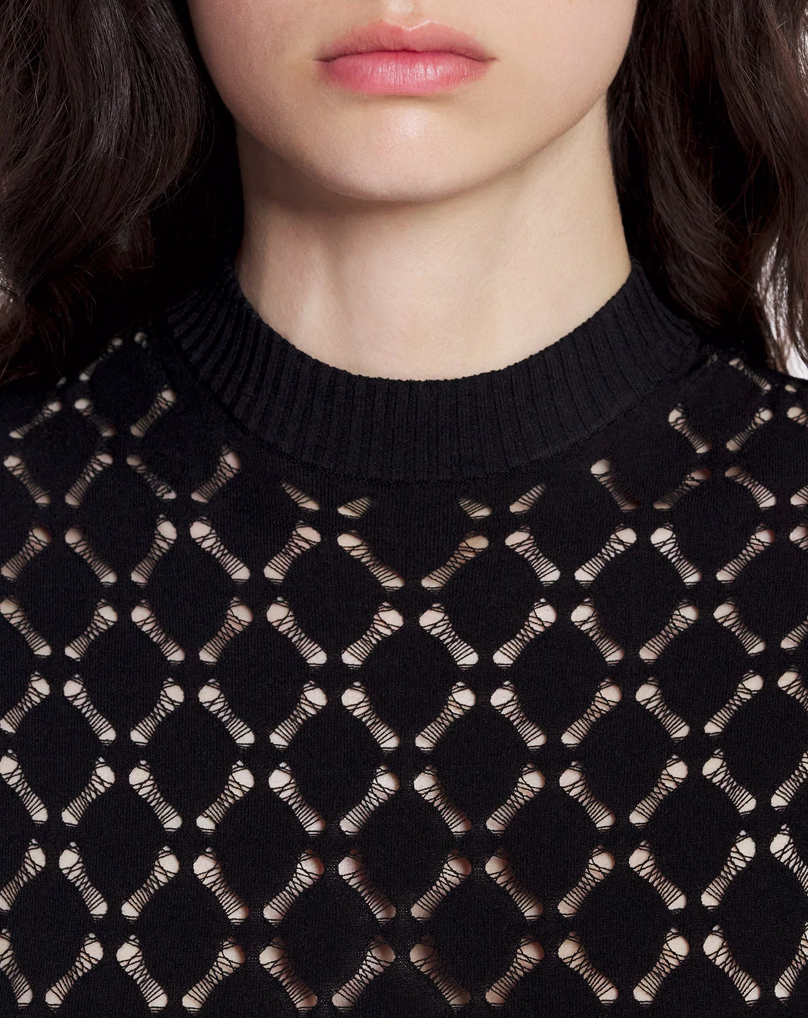 Long dress in lace effect knit