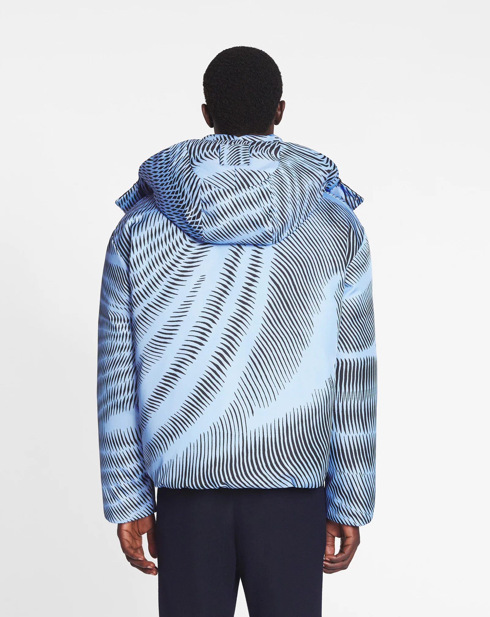 Kinetic print down jacket