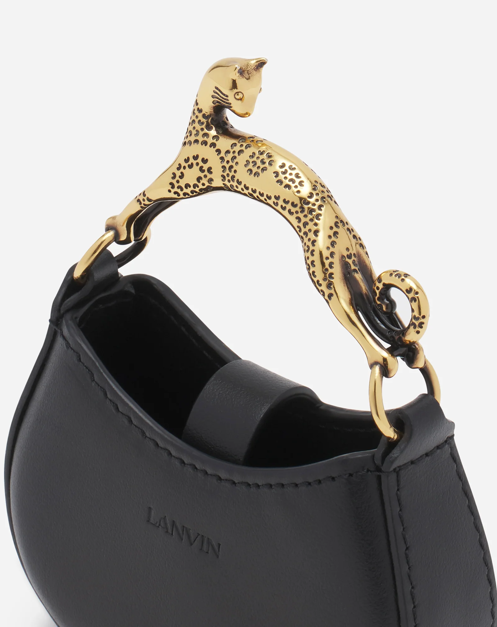 Micro hobo cat charm bag in leather