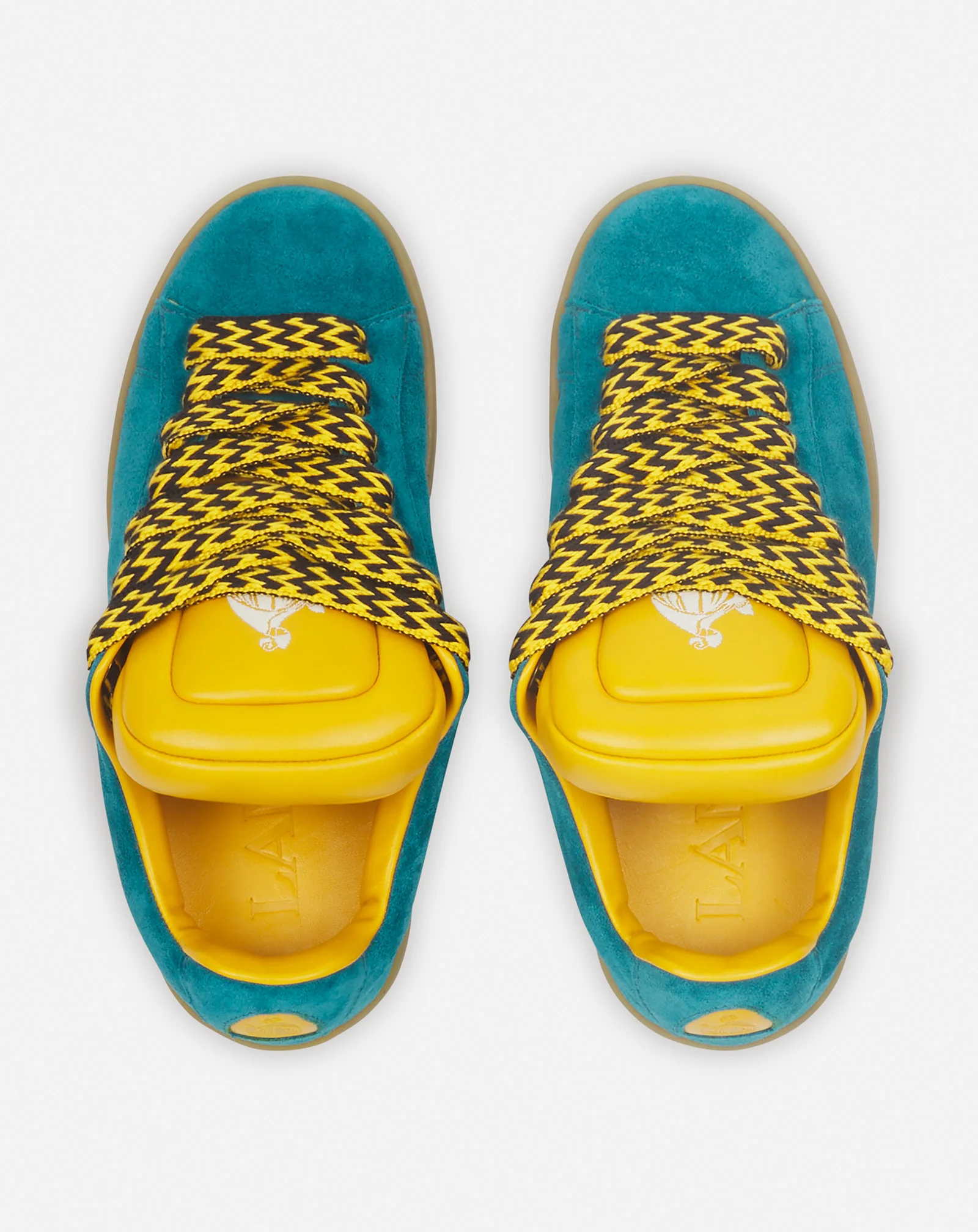 Lanvin x future hyper curb sneakers in leather and suede for men