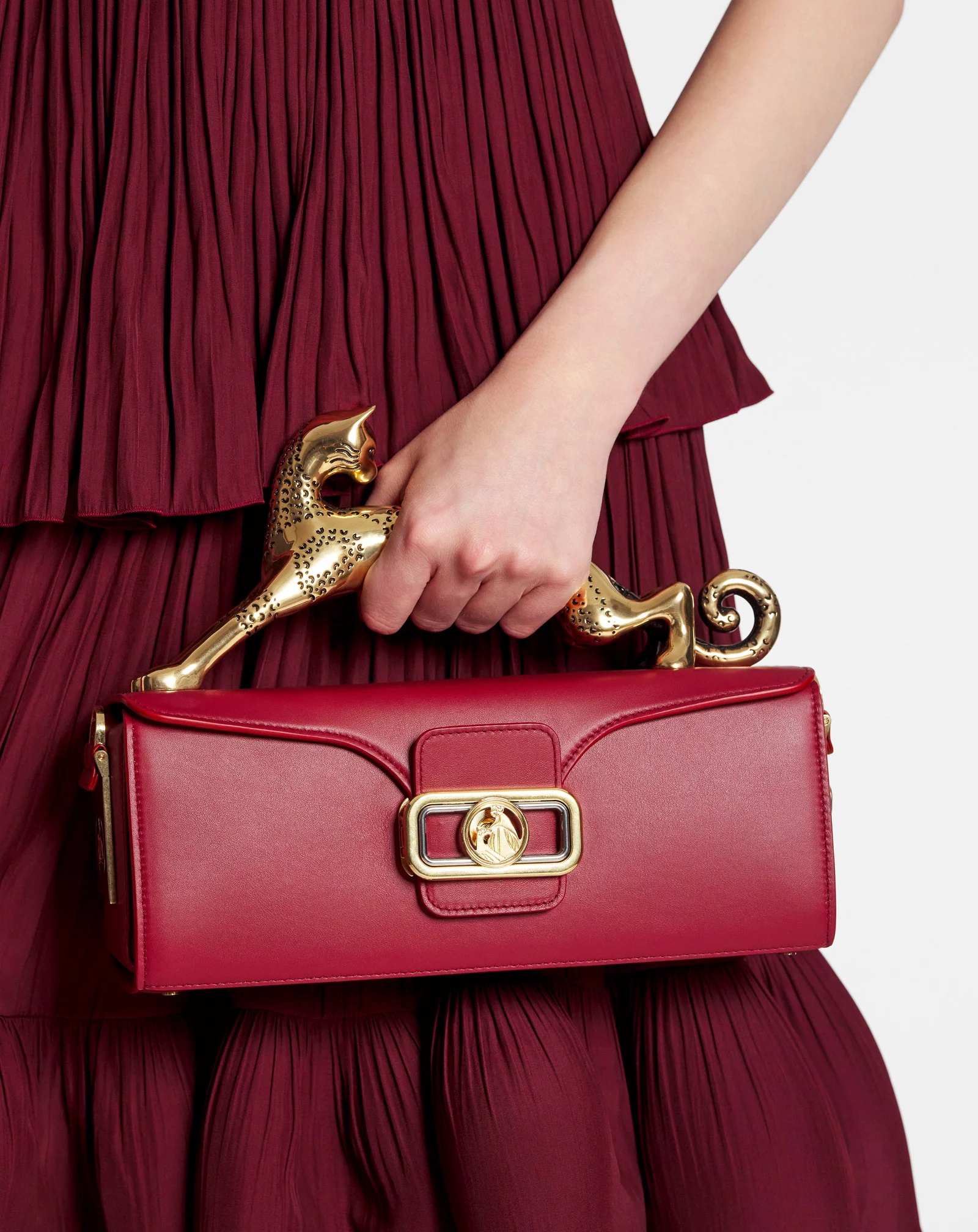 Medium pencil cat leather bag