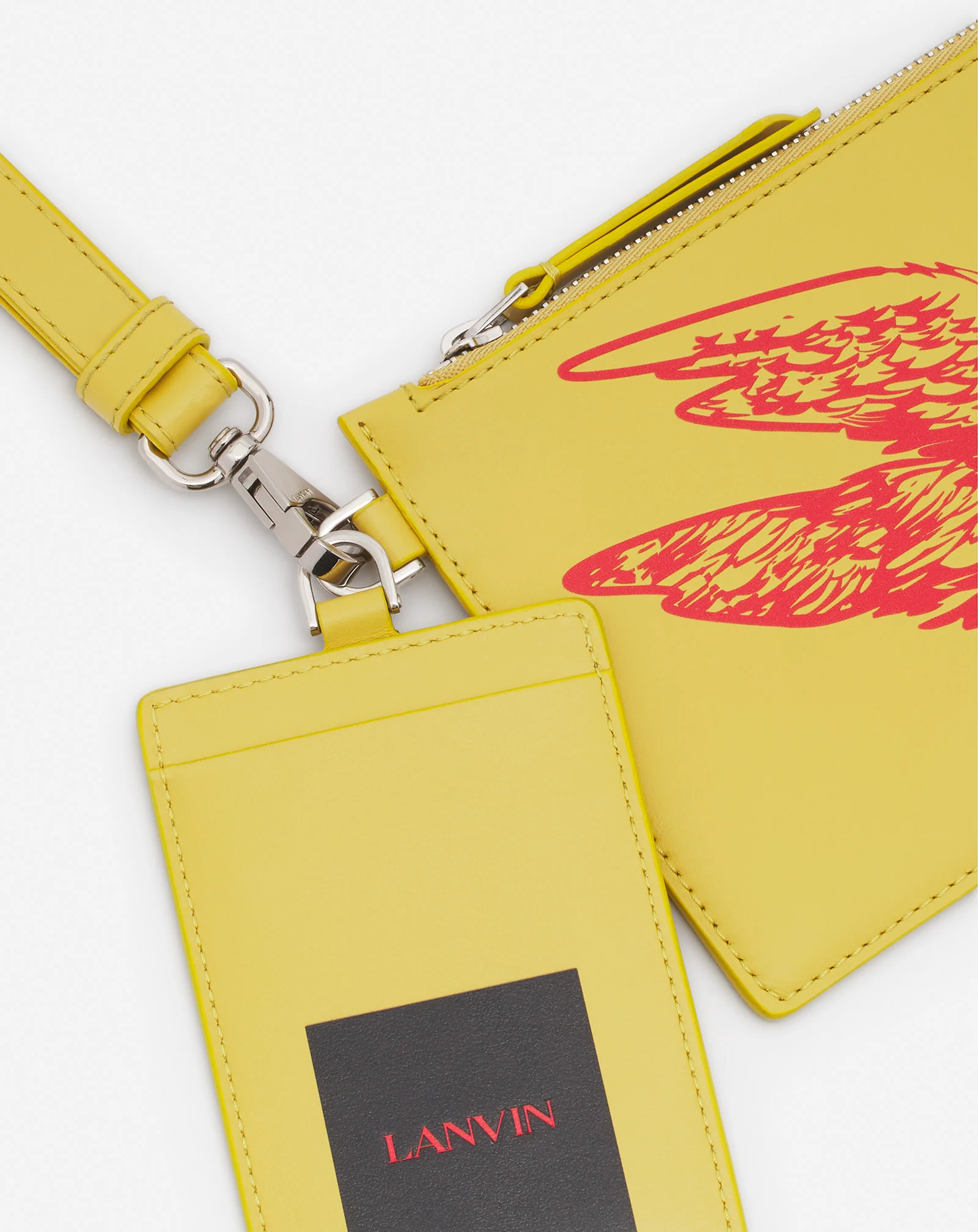 Lanvin x future leather double clutch with eagle print