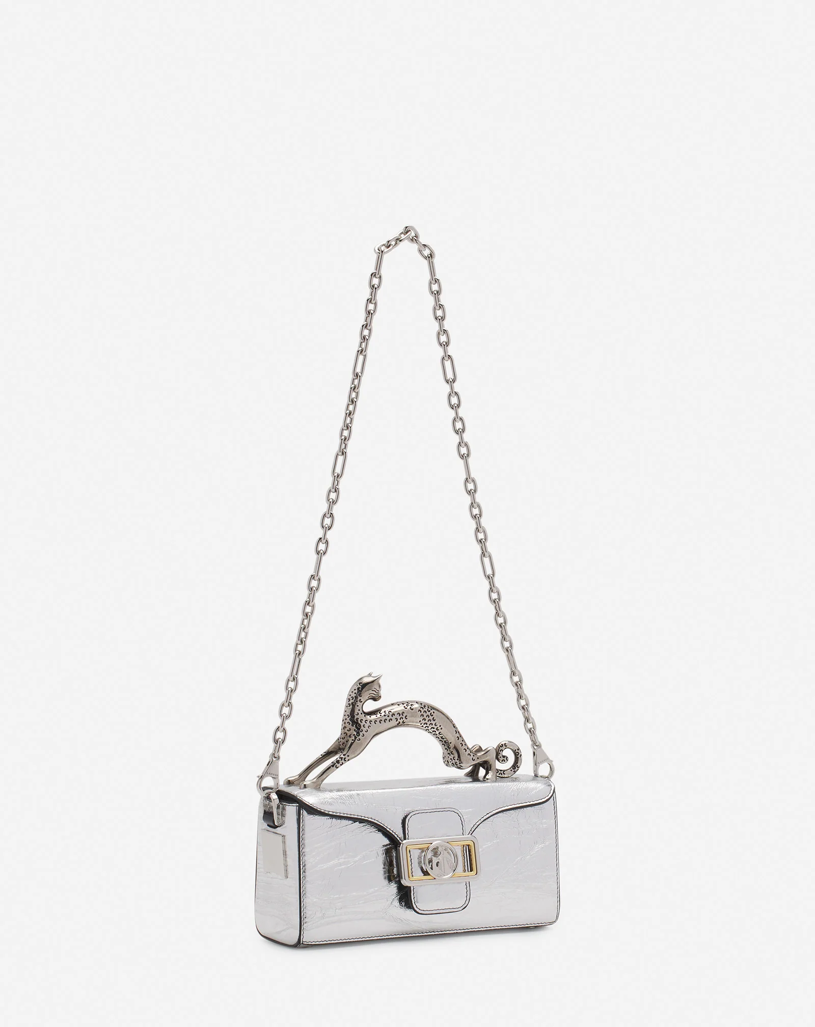 Nano pencil cat bag in metallic leather