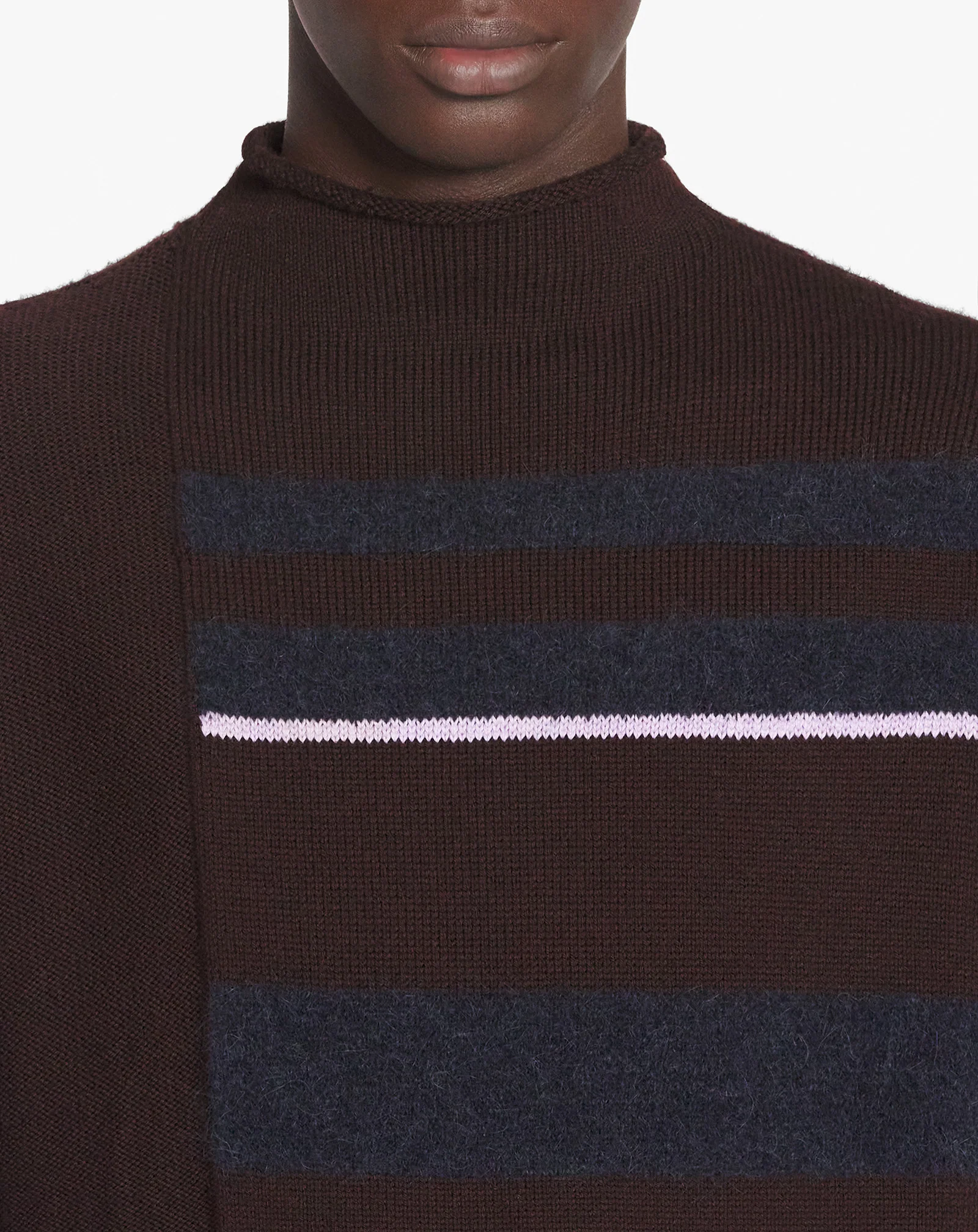 Striped mock turtleneck sweater