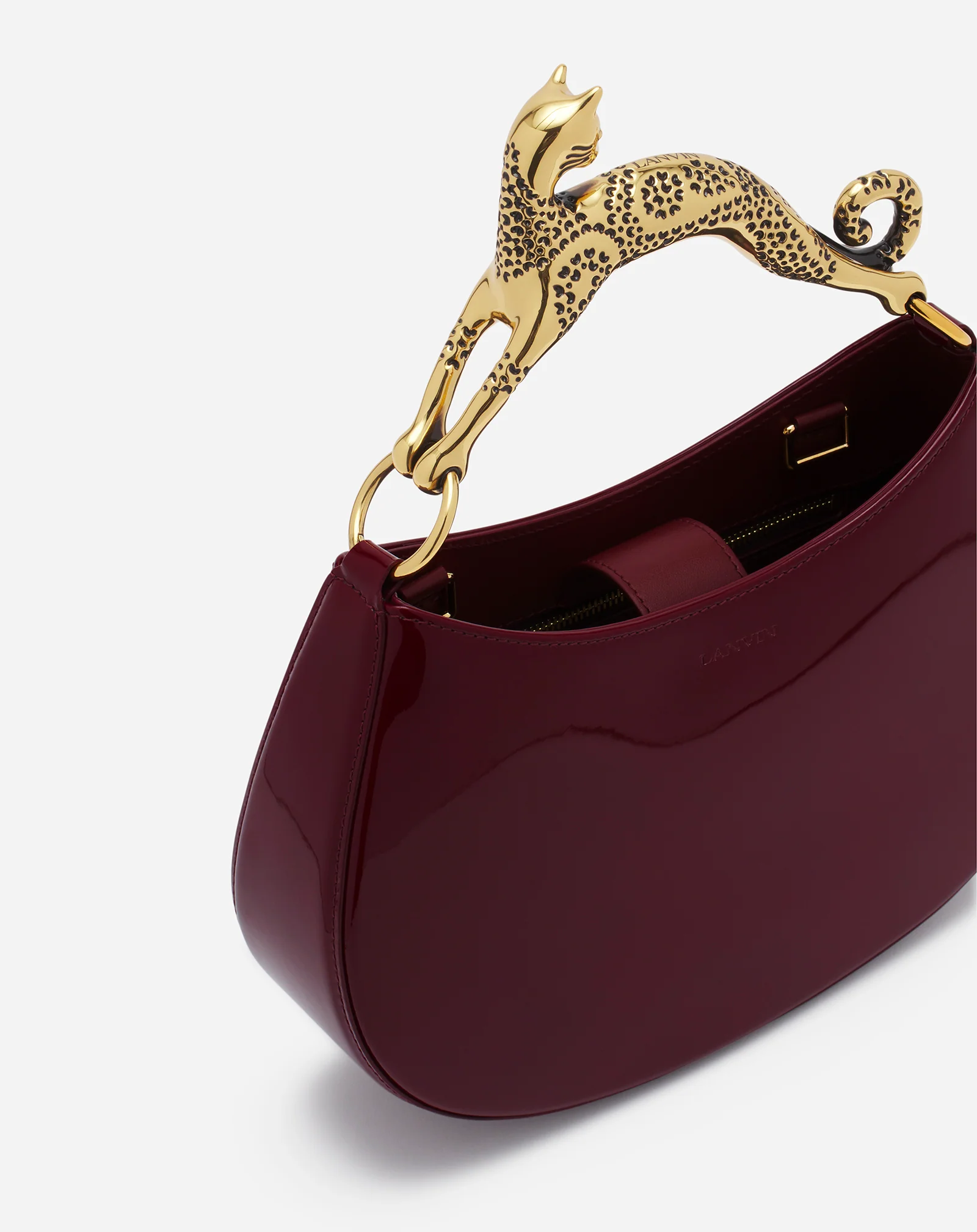 Hobo cat bag in glossy leather