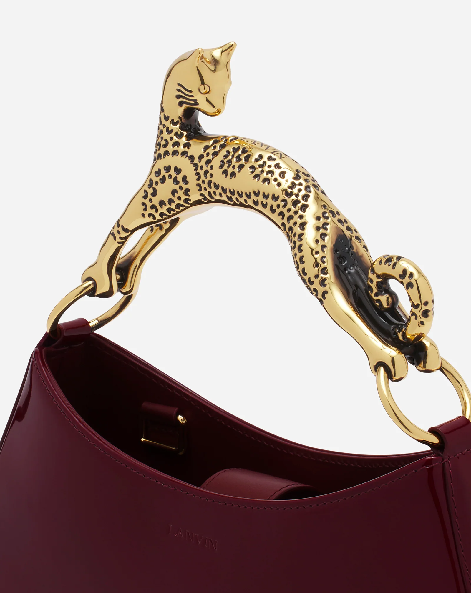 Hobo cat bag in glossy leather