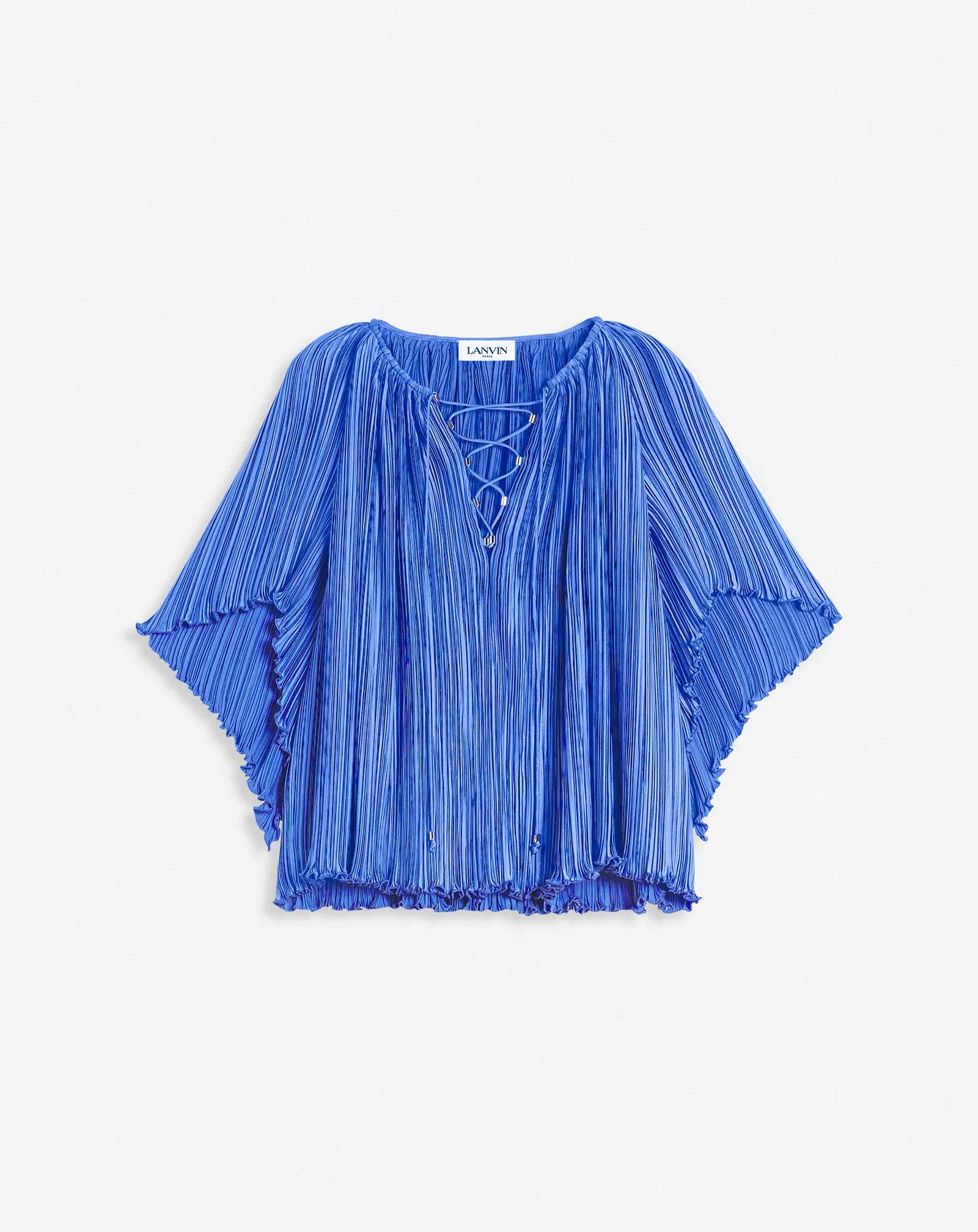 Short-sleeved pleated blouse