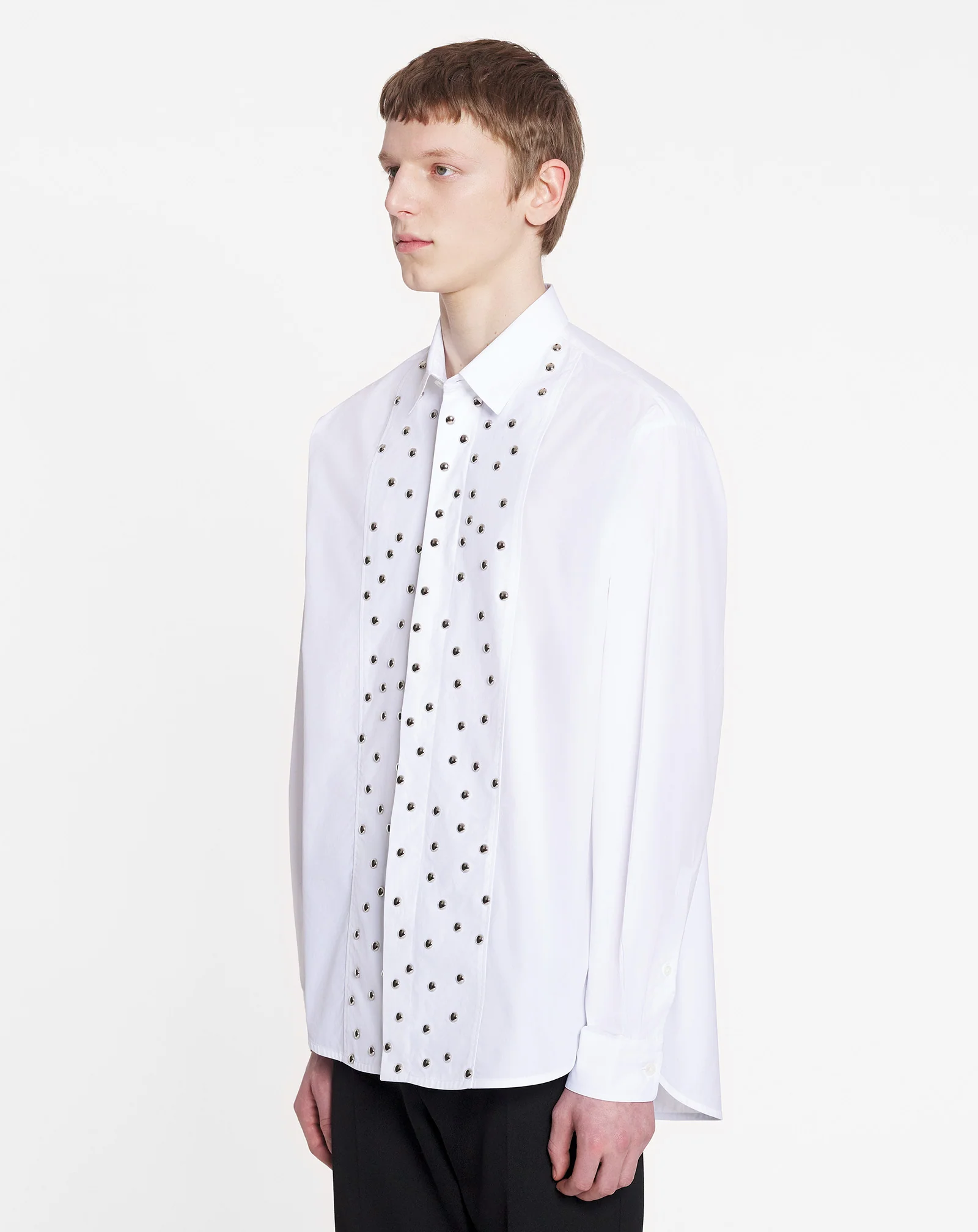 Loose-fit studded bib shirt