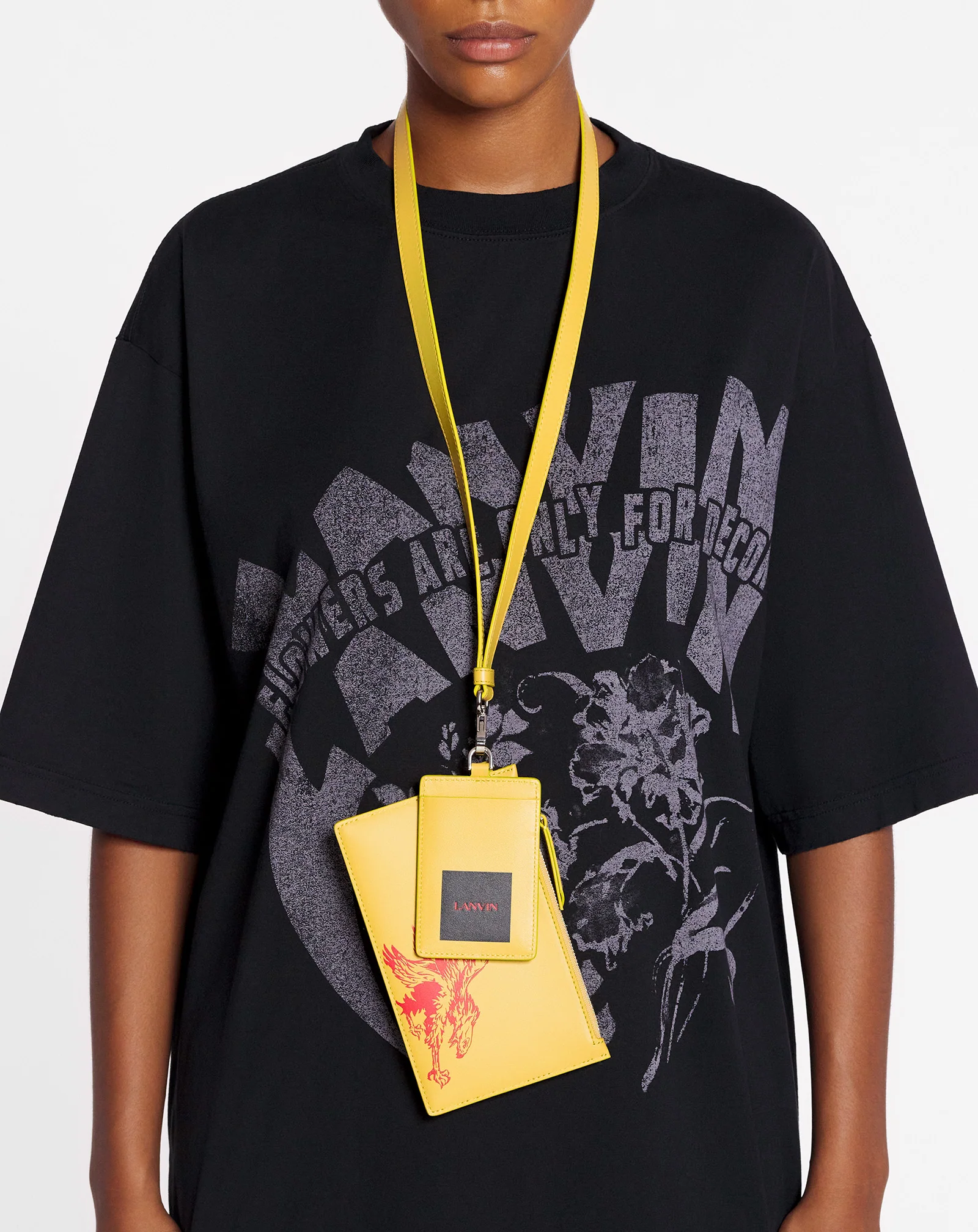 Lanvin x future leather double clutch with eagle print