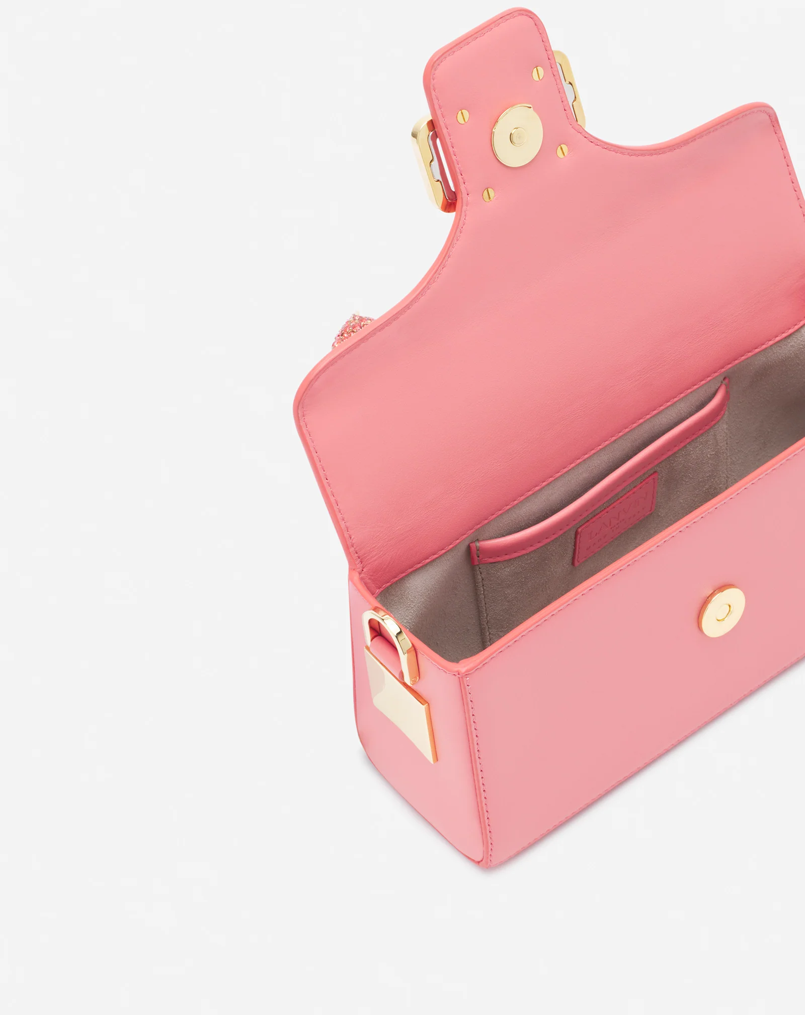 Nano pencil cat bag in leather and rhinestones