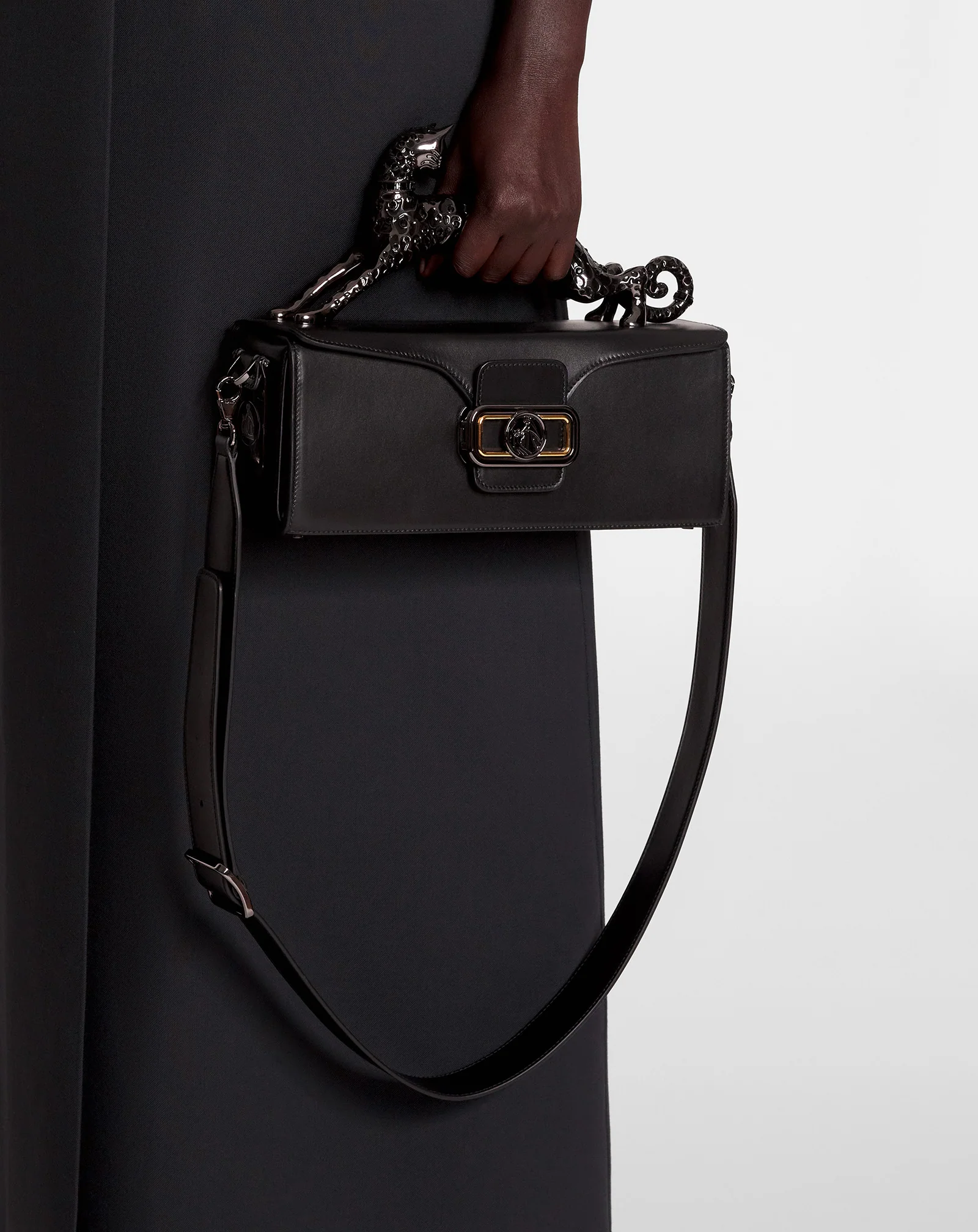 Medium pencil cat leather bag