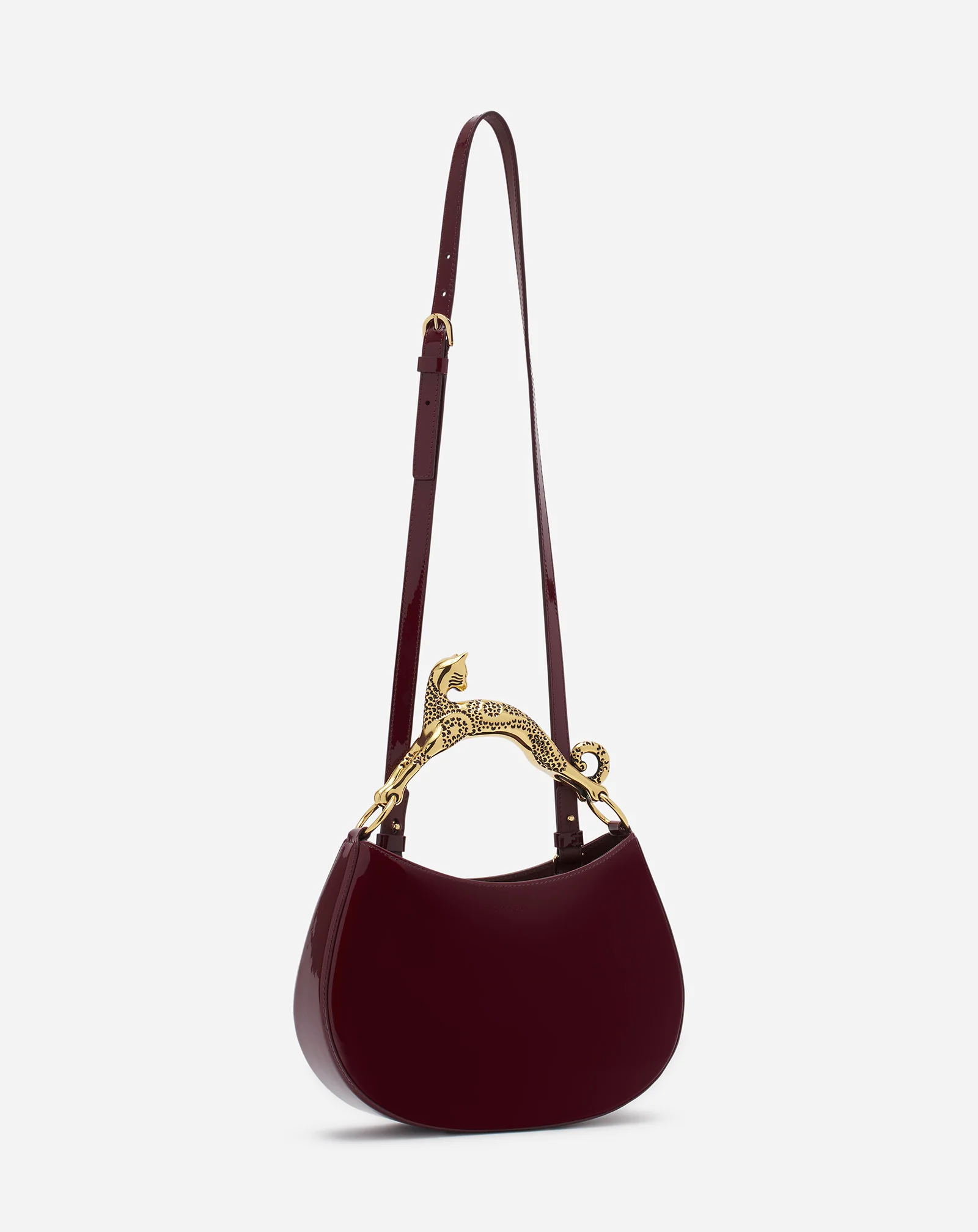 Hobo cat bag in glossy leather