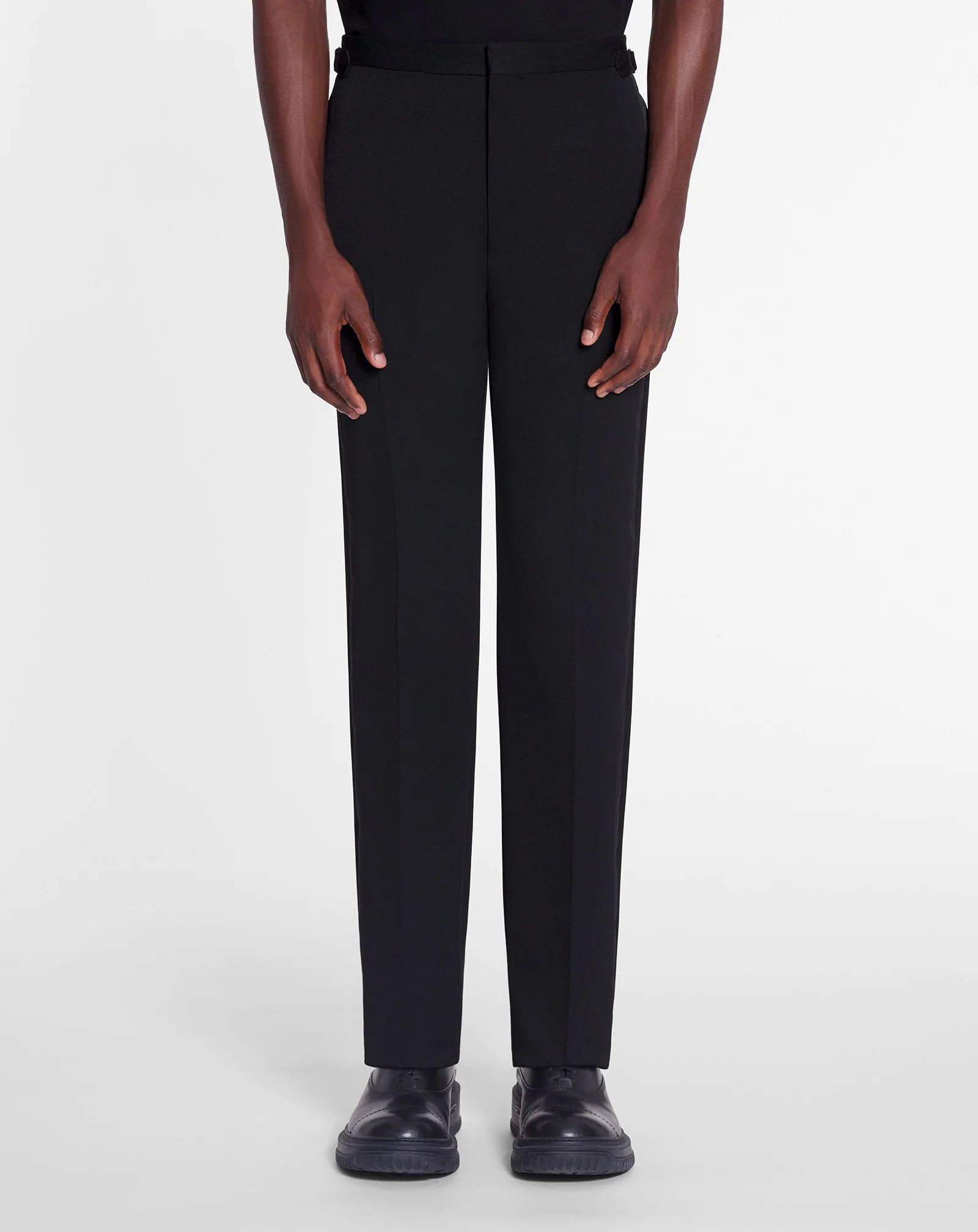 Fitted tailored pants with satin bands