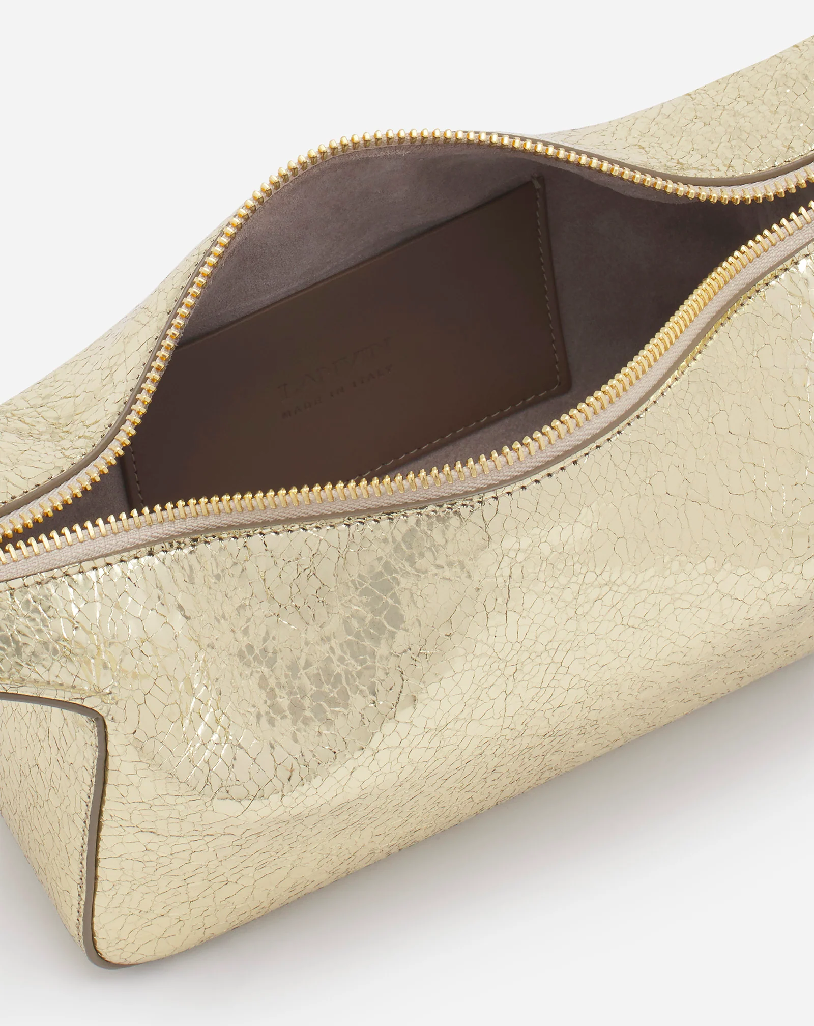Haute séquence clutch bag in crackled metallic leather