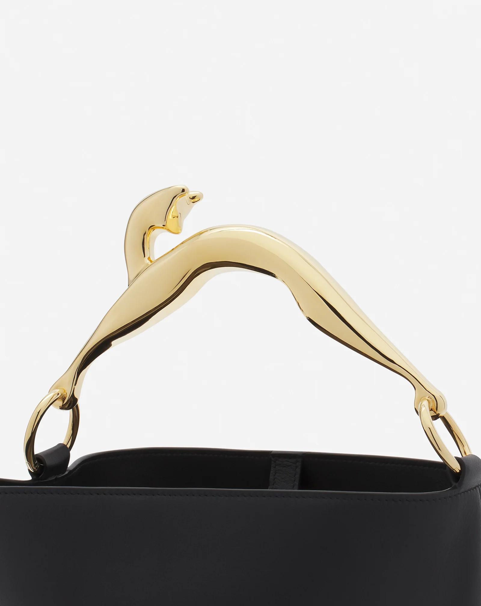 Leather fusion cat bucket bag