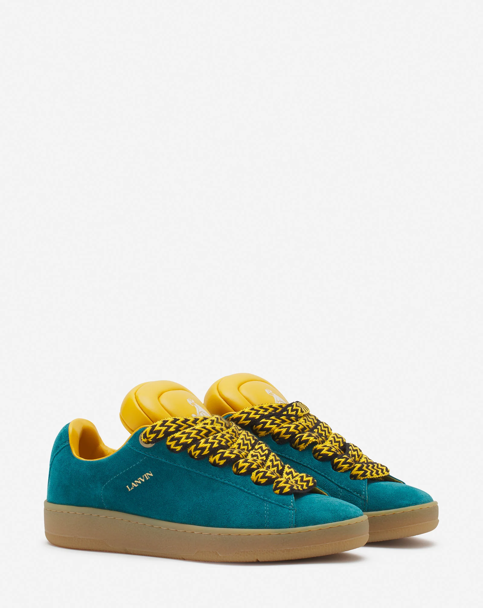Lanvin x future hyper curb sneakers in leather and suede for women