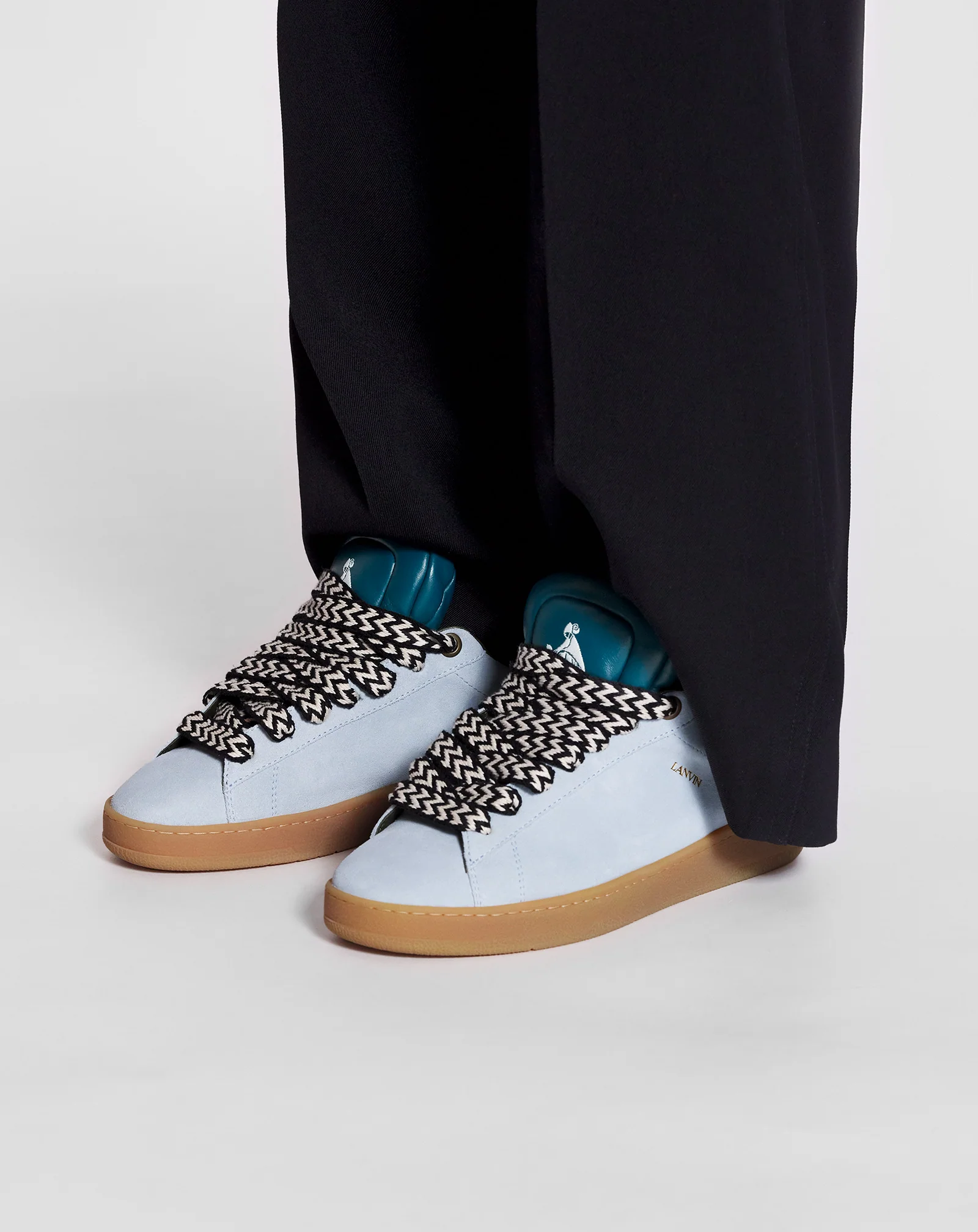 Lanvin x future hyper curb sneakers in leather and suede for men