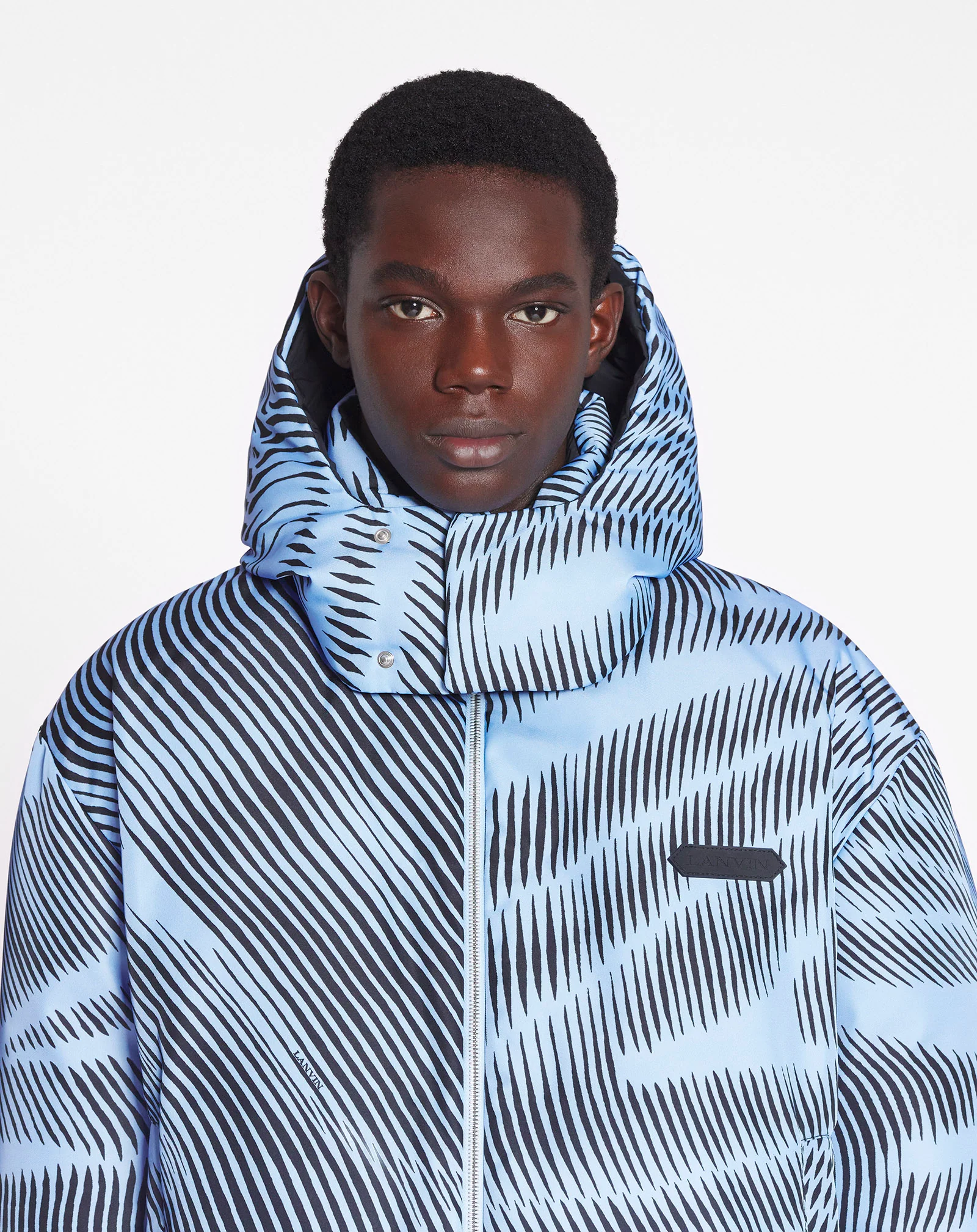 Kinetic print down jacket