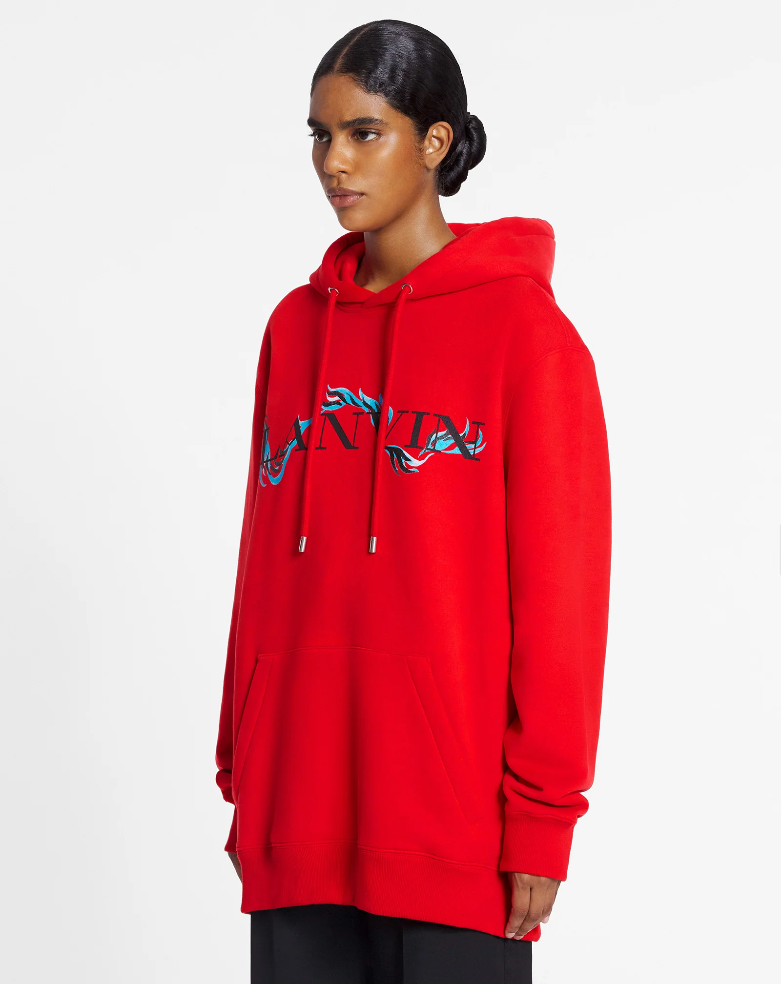 Unisex dragon print loose-fitting hoodie