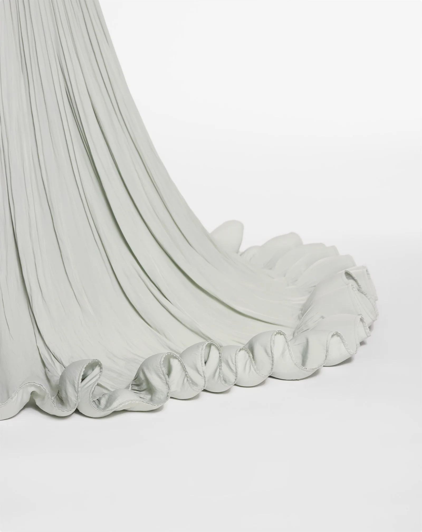 Embroidered cape gown in charmeuse