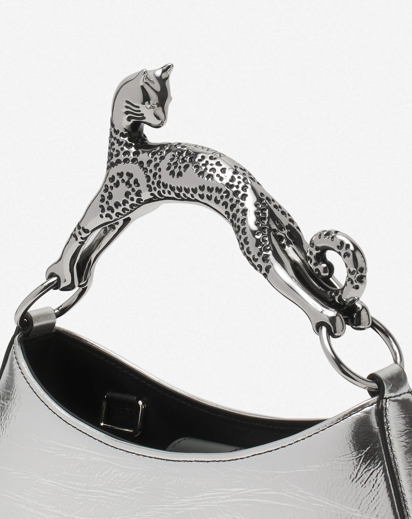 Hobo cat bag in metallic leather