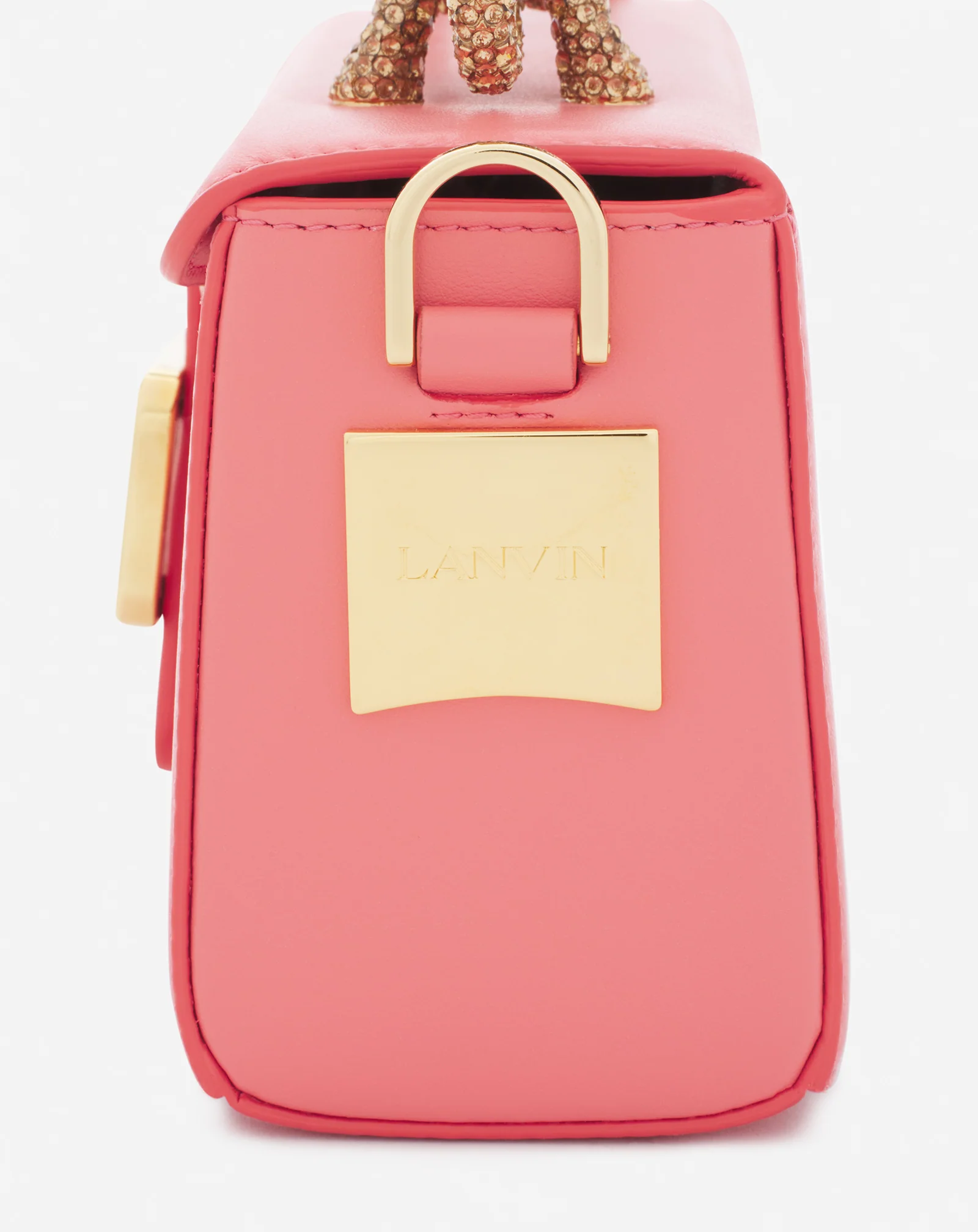 Nano pencil cat bag in leather and rhinestones