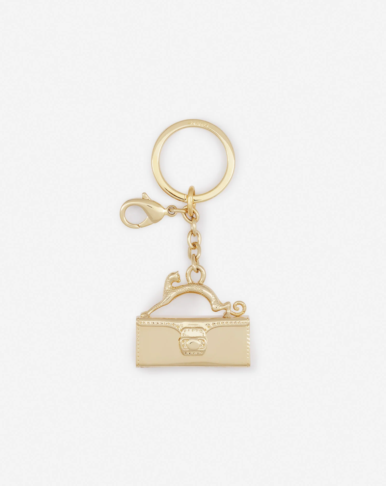 Pencil cat brass key ring