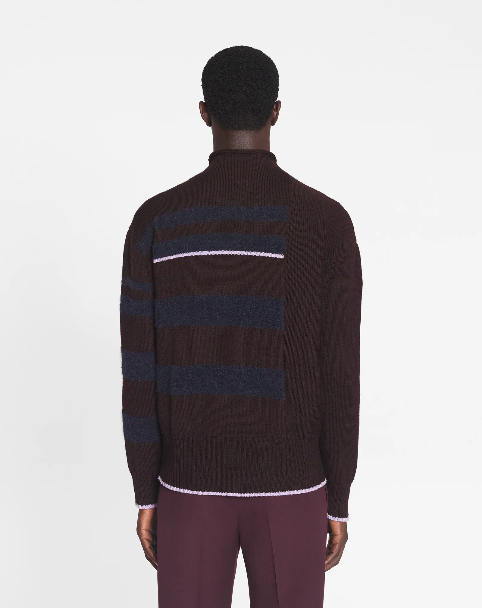 Striped mock turtleneck sweater