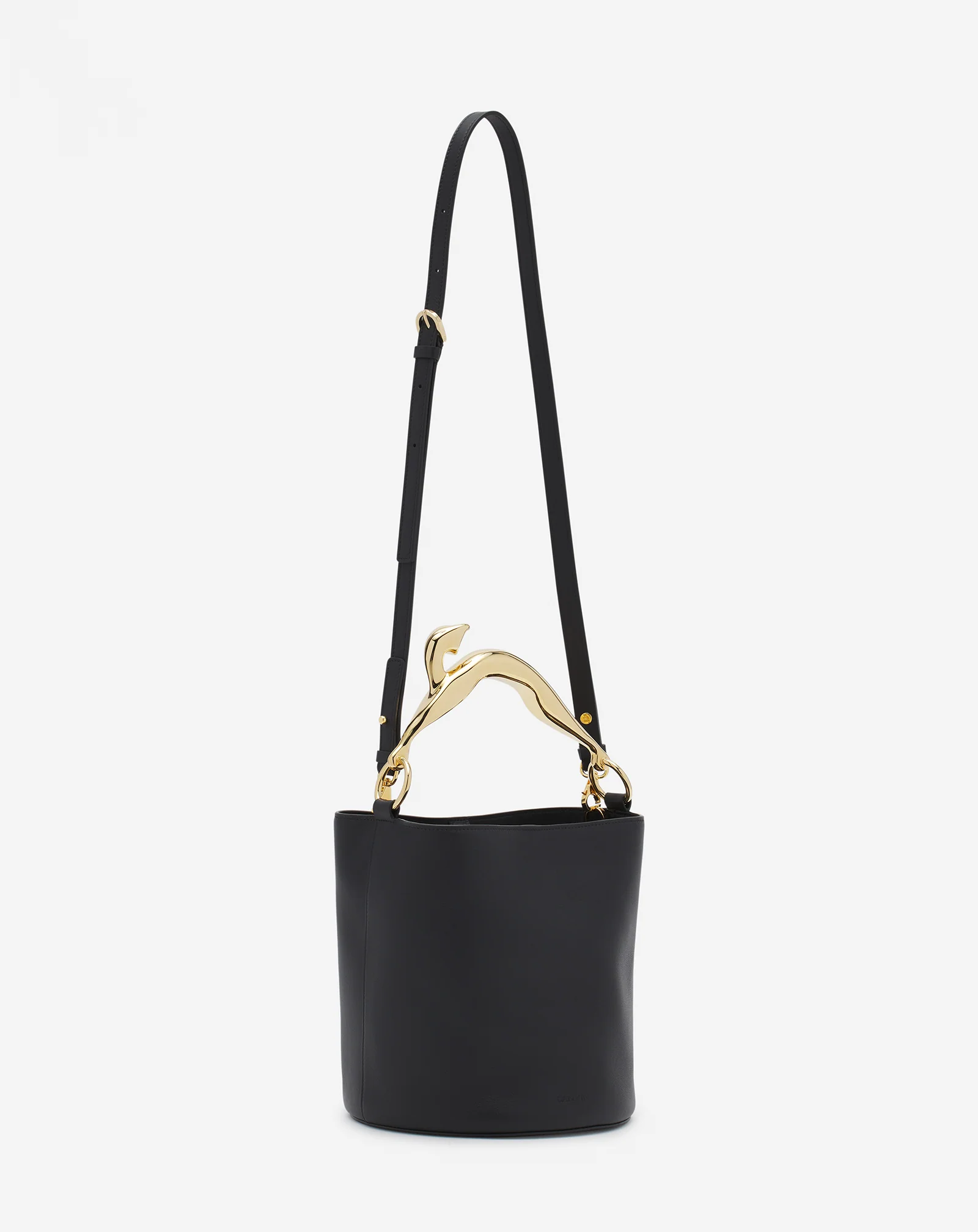 Leather fusion cat bucket bag
