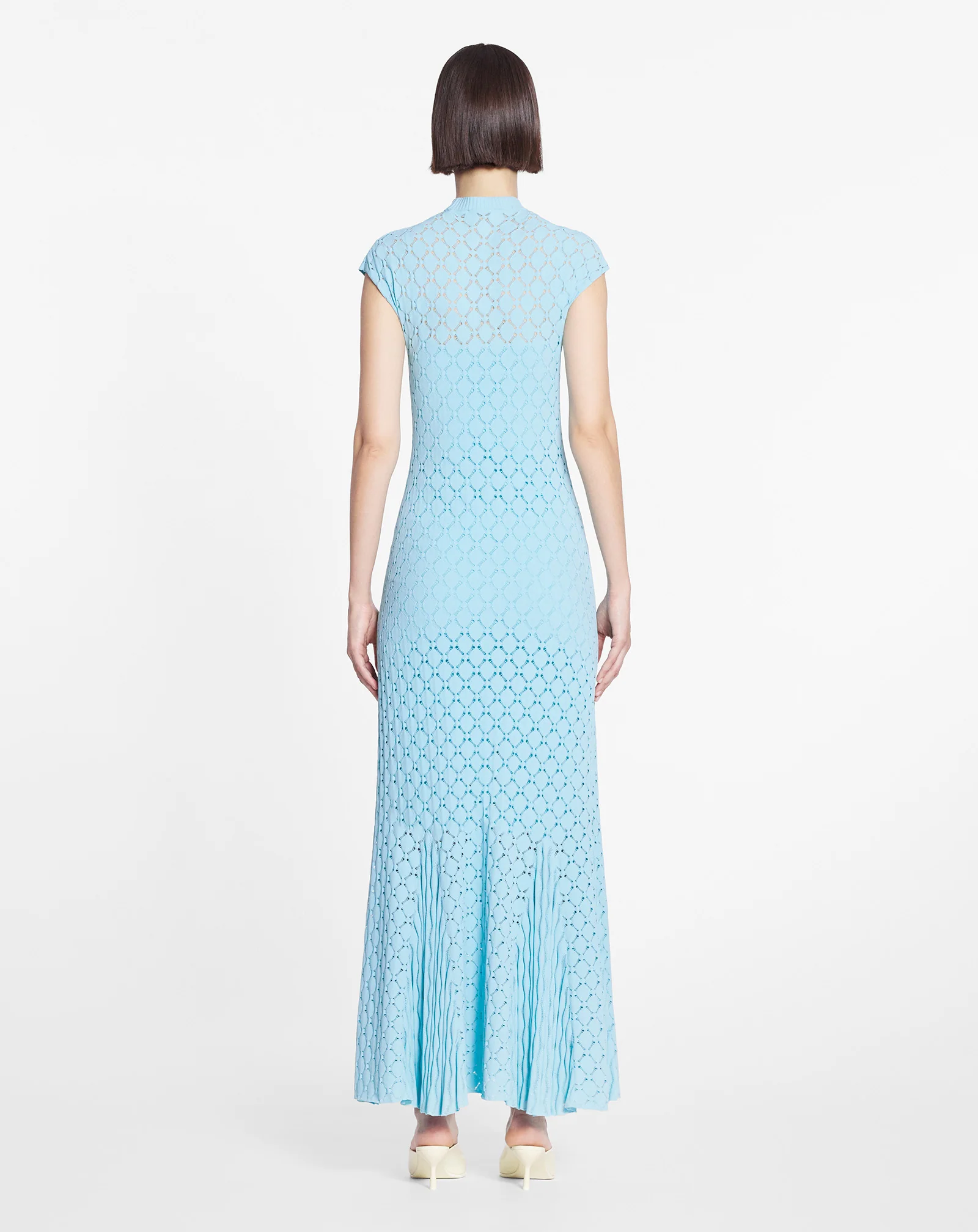Long dress in lace effect knit