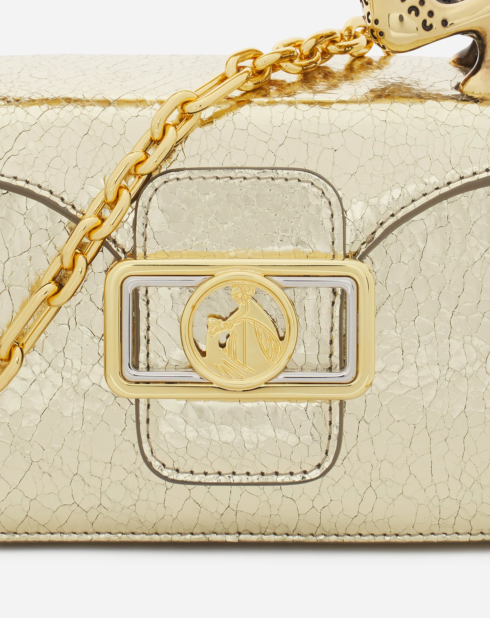 Nano pencil cat bag in crackled metallic leather