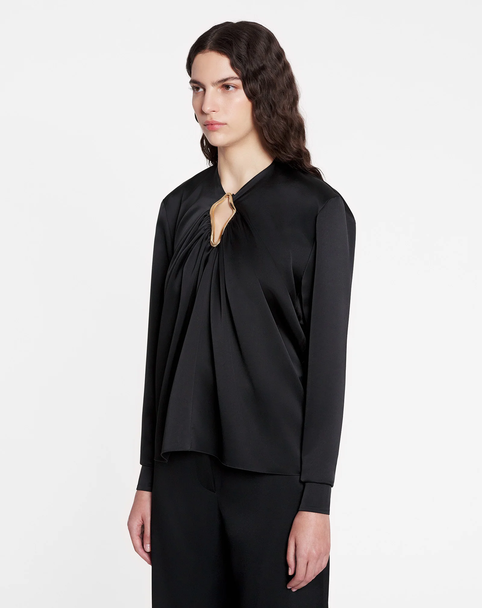 Draped top with eyelet detail