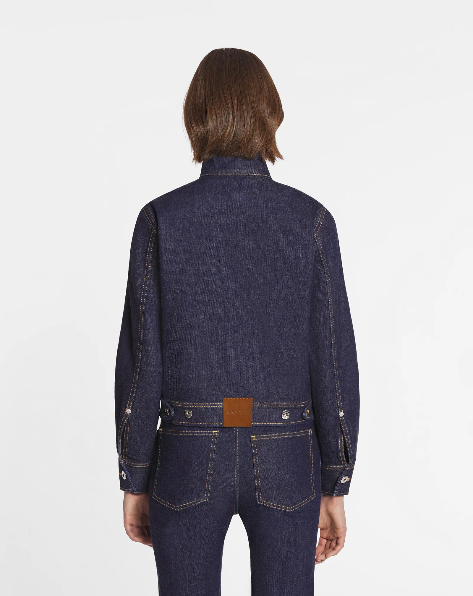 Ascot collar jacket in denim