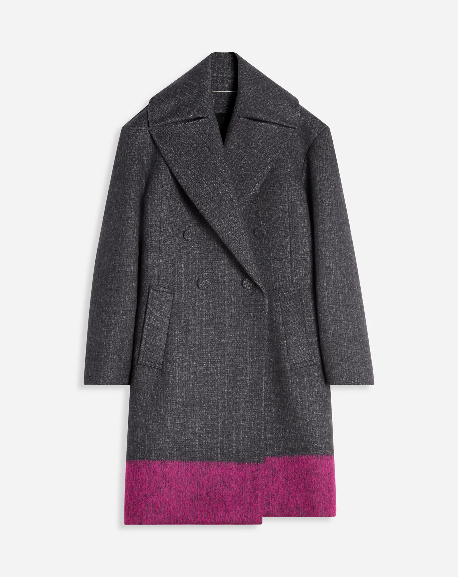 Loose-fit two-tone coat