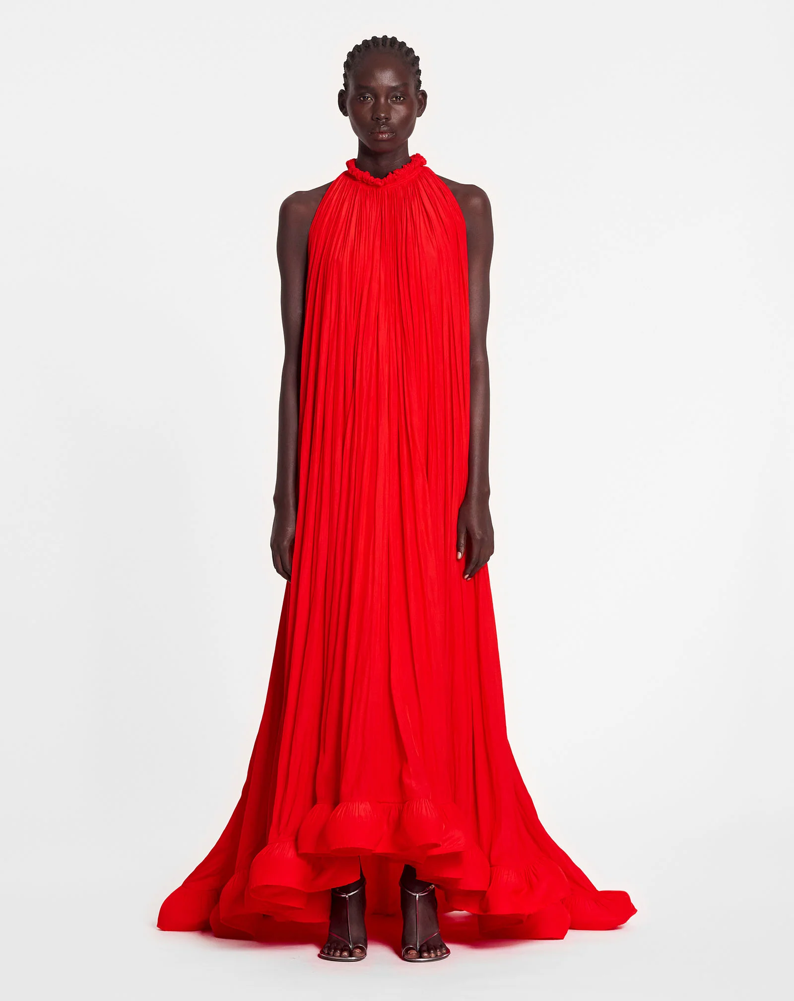 Long charmeuse tribute dress