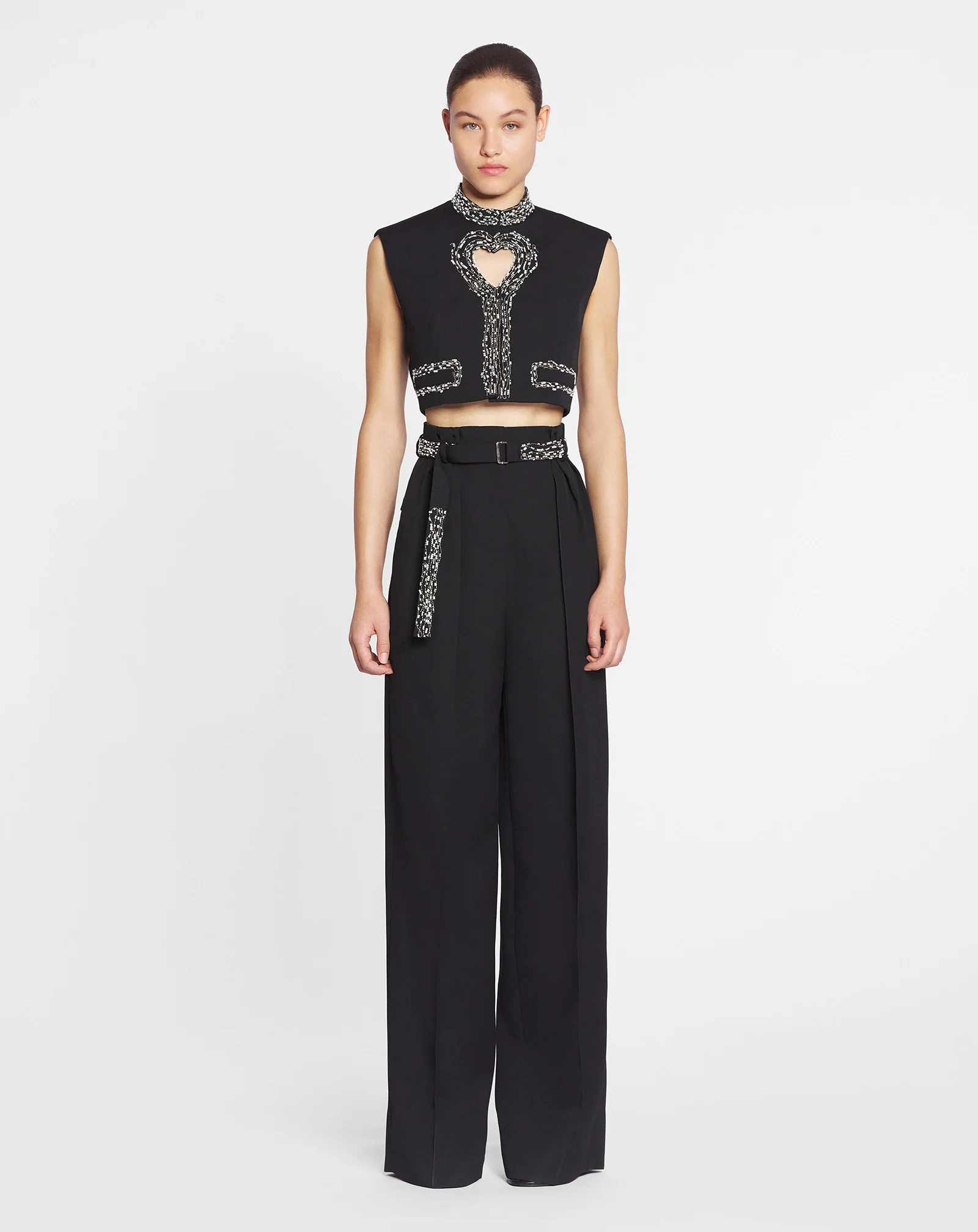Embroidered wide-leg pants