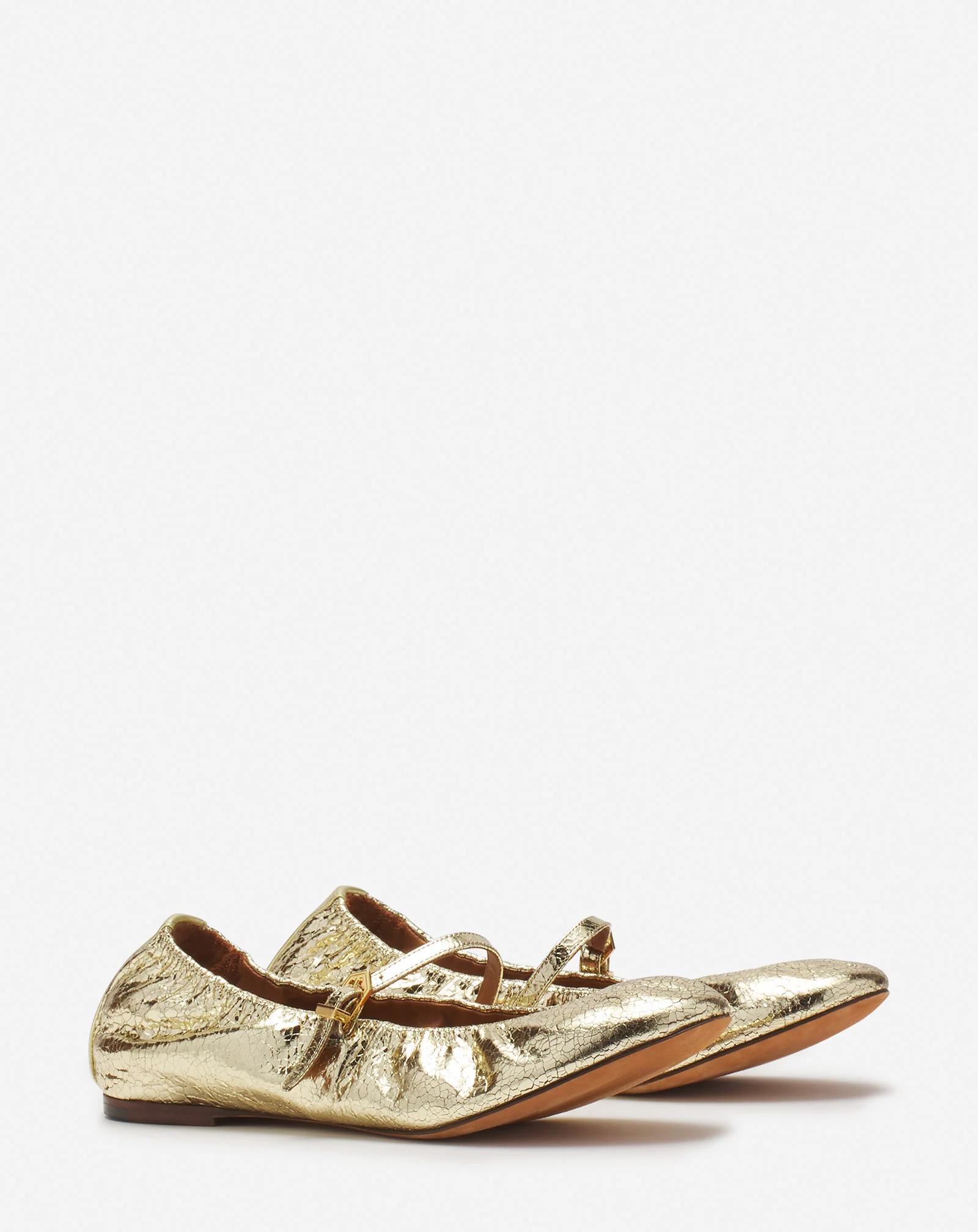 The ballerina mary jane in crackled metallic leather