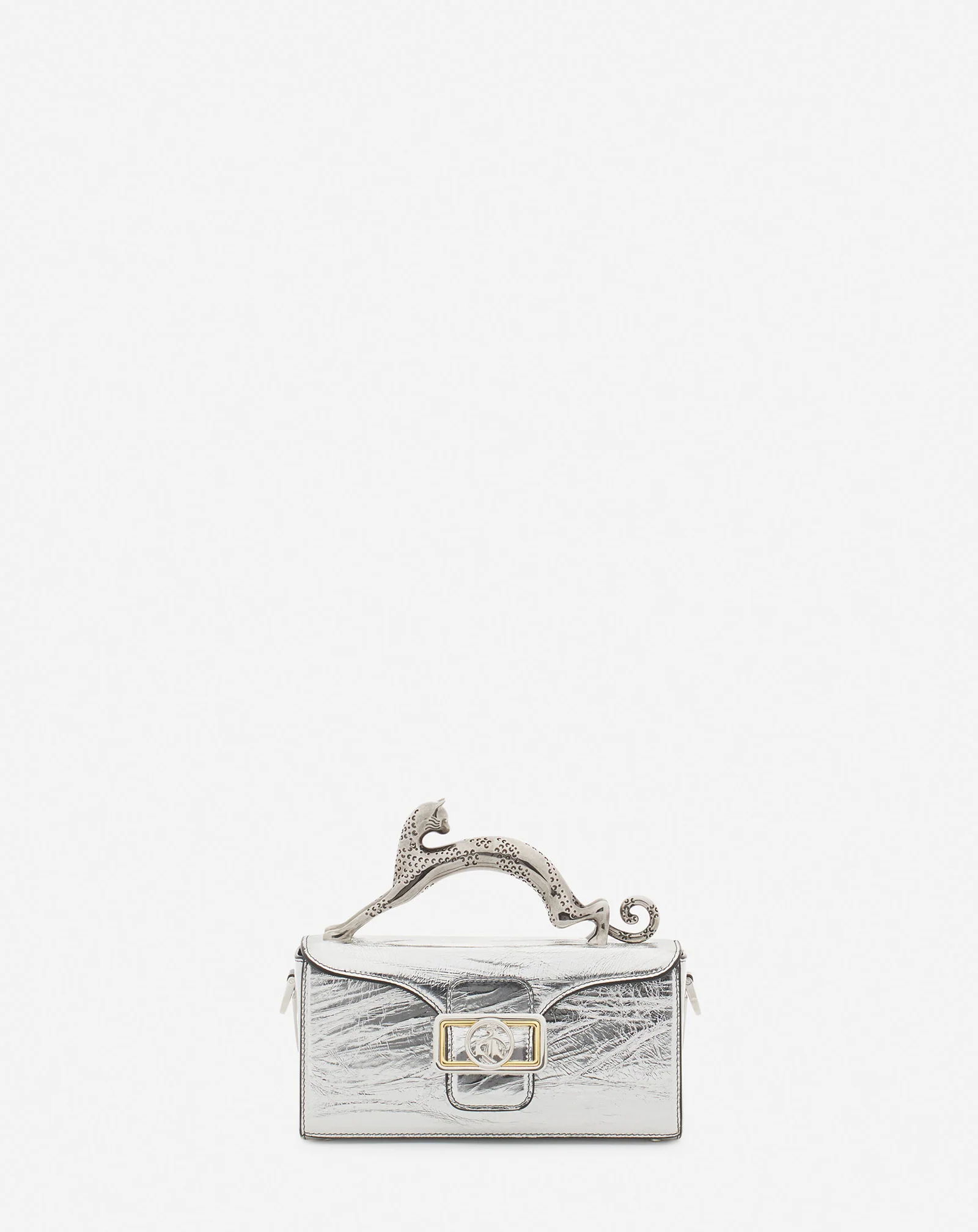 Nano pencil cat bag in metallic leather