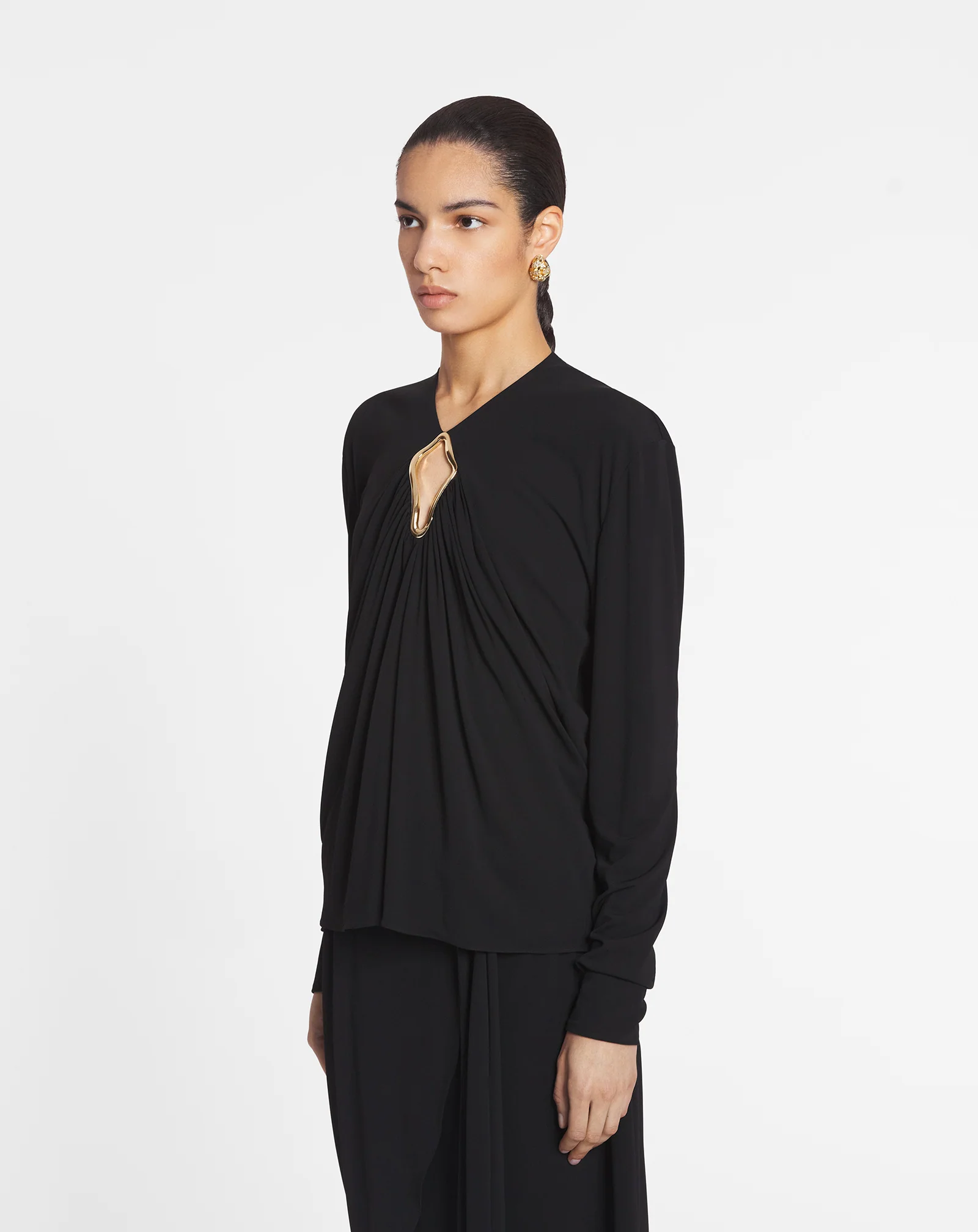 Draped eyelet top